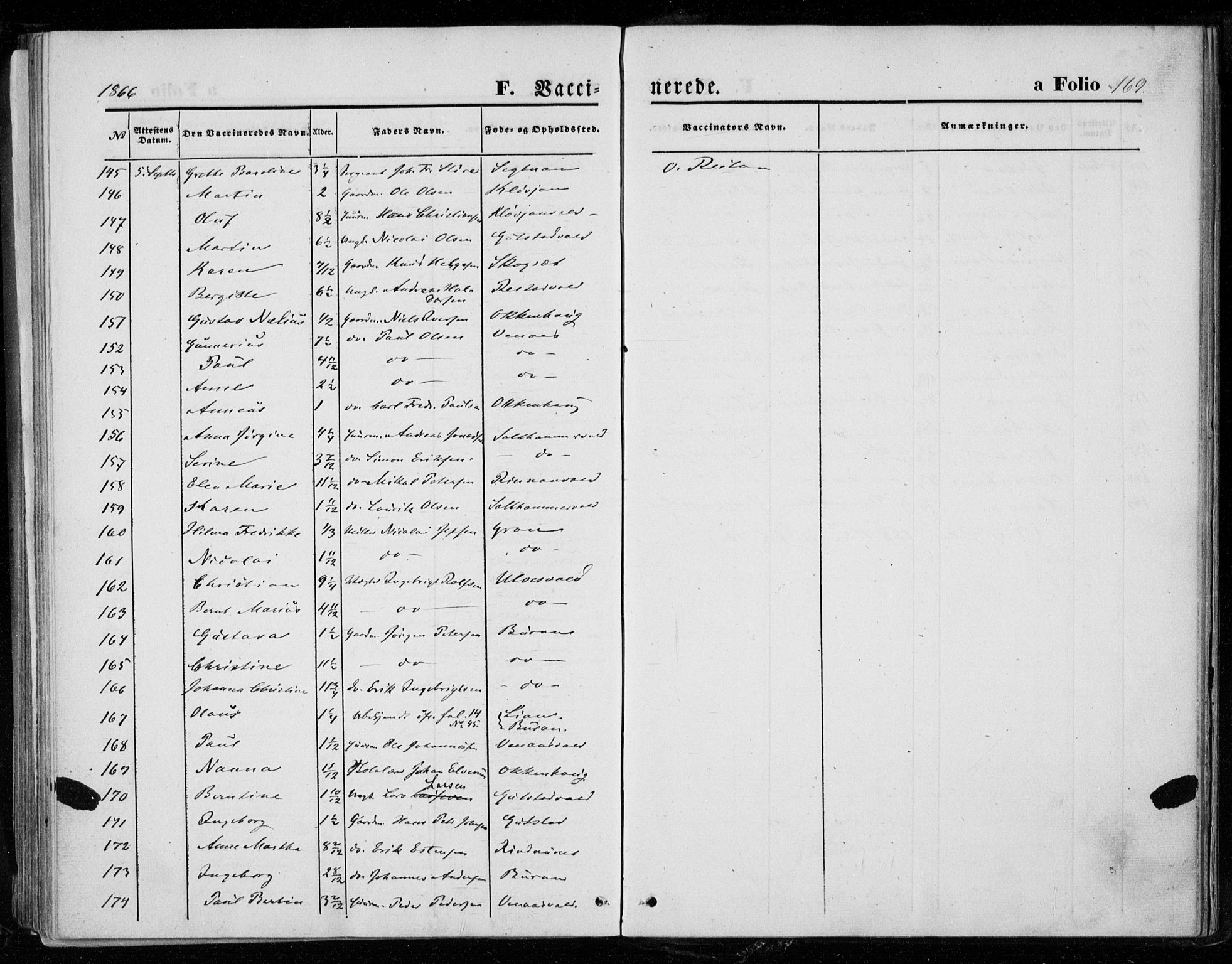 Ministerialprotokoller, klokkerbøker og fødselsregistre - Nord-Trøndelag, AV/SAT-A-1458/721/L0206: Parish register (official) no. 721A01, 1864-1874, p. 169