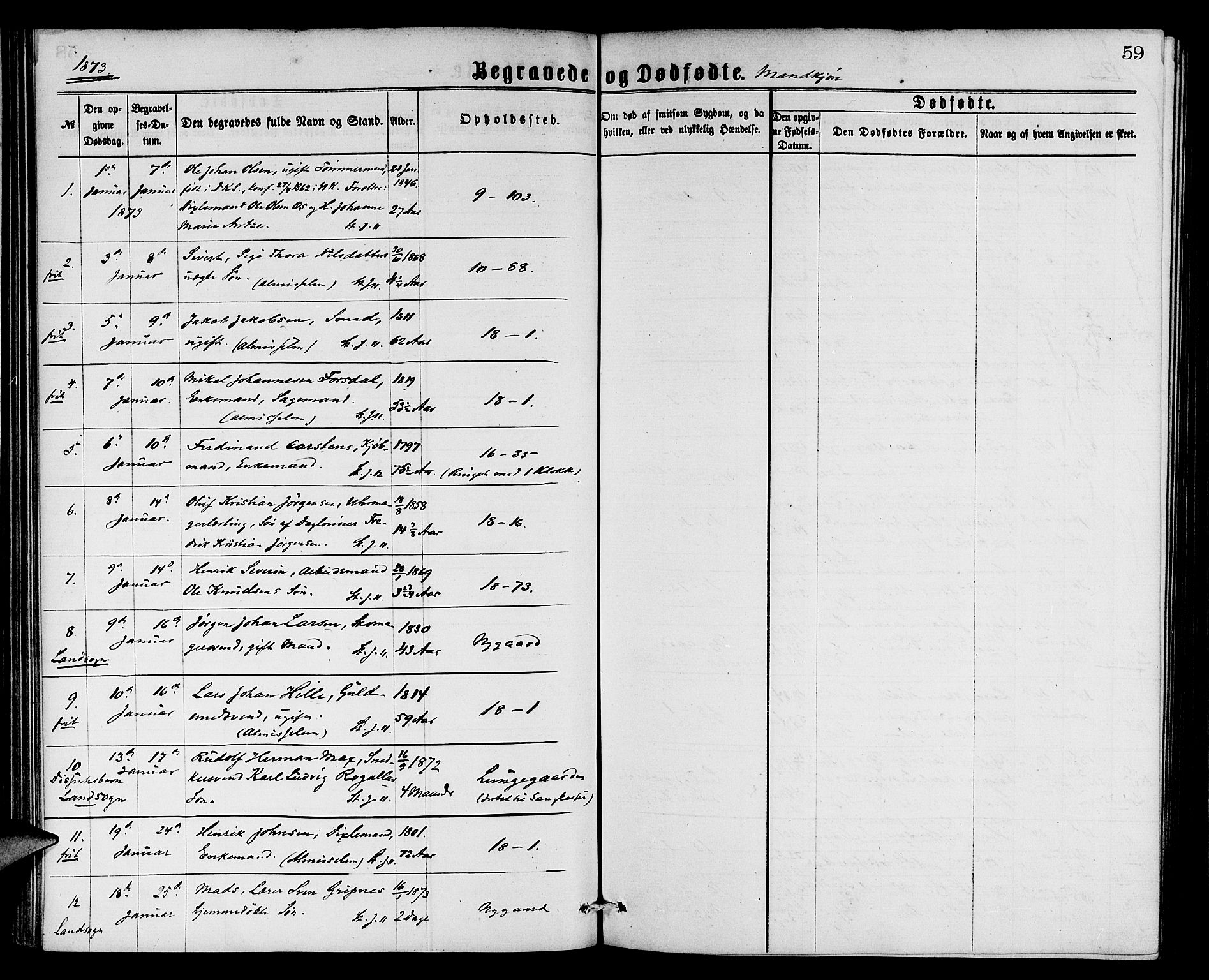 Domkirken sokneprestembete, SAB/A-74801/H/Hab/L0040: Parish register (copy) no. E 4, 1868-1877, p. 59