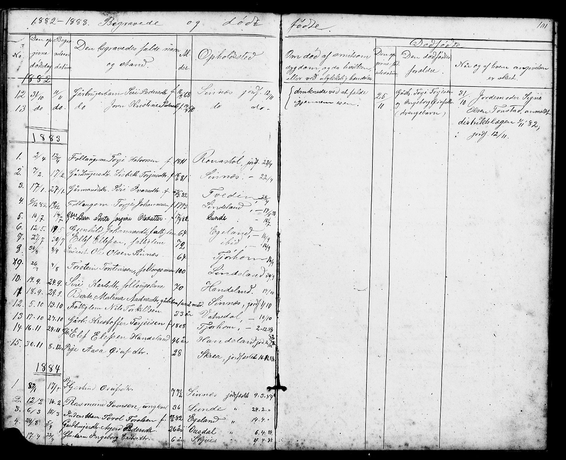 Sirdal sokneprestkontor, AV/SAK-1111-0036/F/Fb/Fba/L0001: Parish register (copy) no. B 1, 1872-1905, p. 101