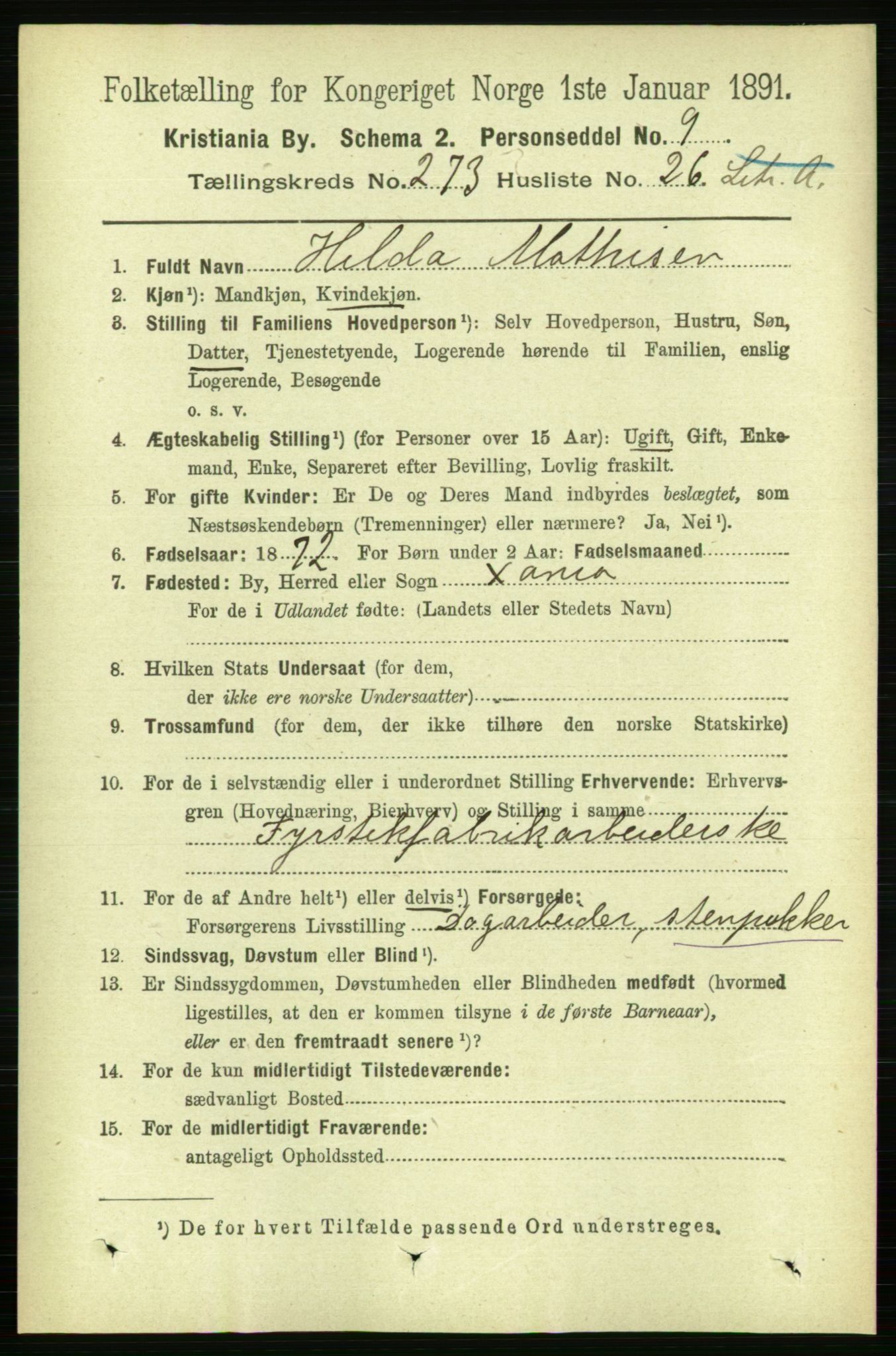 RA, 1891 census for 0301 Kristiania, 1891, p. 166275