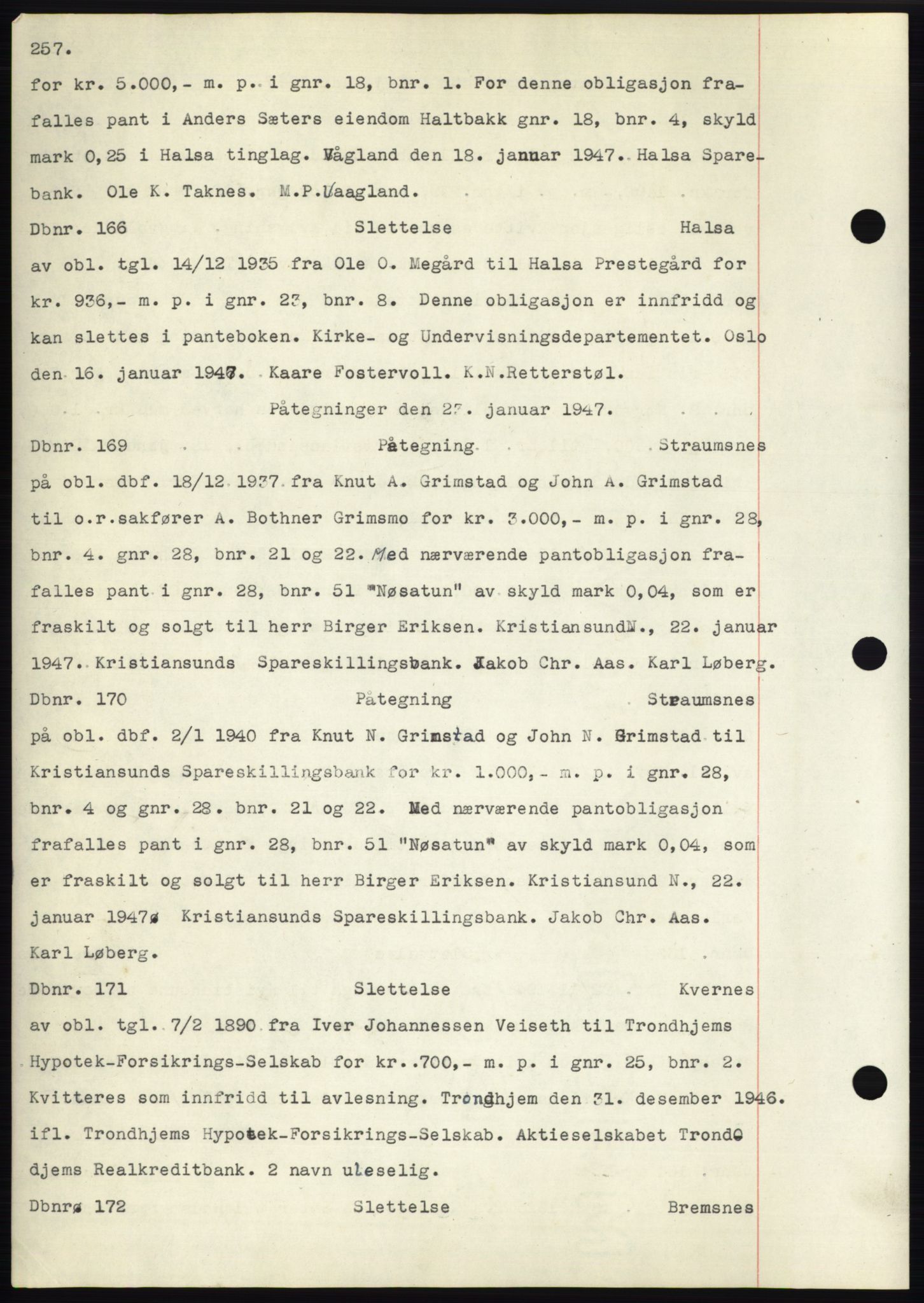 Nordmøre sorenskriveri, SAT/A-4132/1/2/2Ca: Mortgage book no. C82b, 1946-1951, Diary no: : 166/1947
