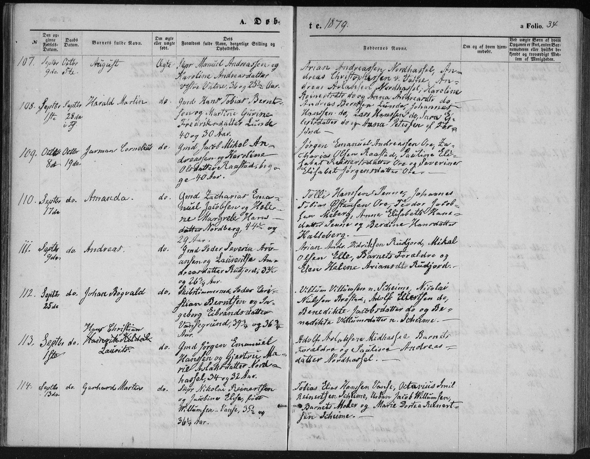 Lista sokneprestkontor, AV/SAK-1111-0027/F/Fb/L0004: Parish register (copy) no. B 4, 1877-1891, p. 34