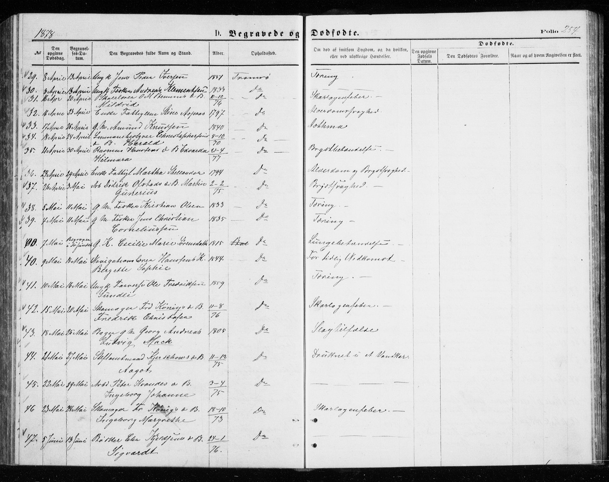 Tromsø sokneprestkontor/stiftsprosti/domprosti, SATØ/S-1343/G/Gb/L0008klokker: Parish register (copy) no. 8, 1875-1879, p. 254