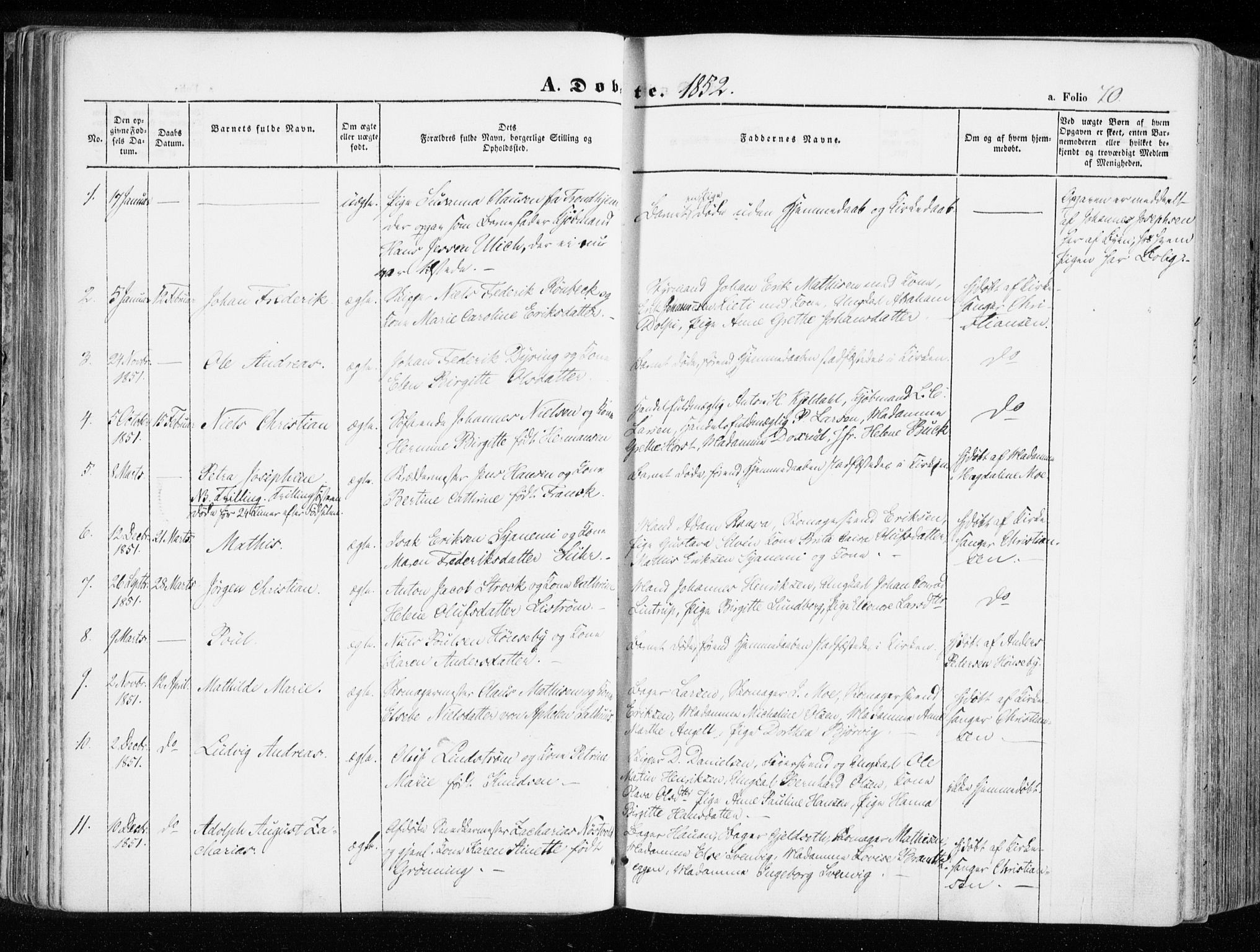 Hammerfest sokneprestkontor, SATØ/S-1347/H/Ha/L0004.kirke: Parish register (official) no. 4, 1843-1856, p. 70