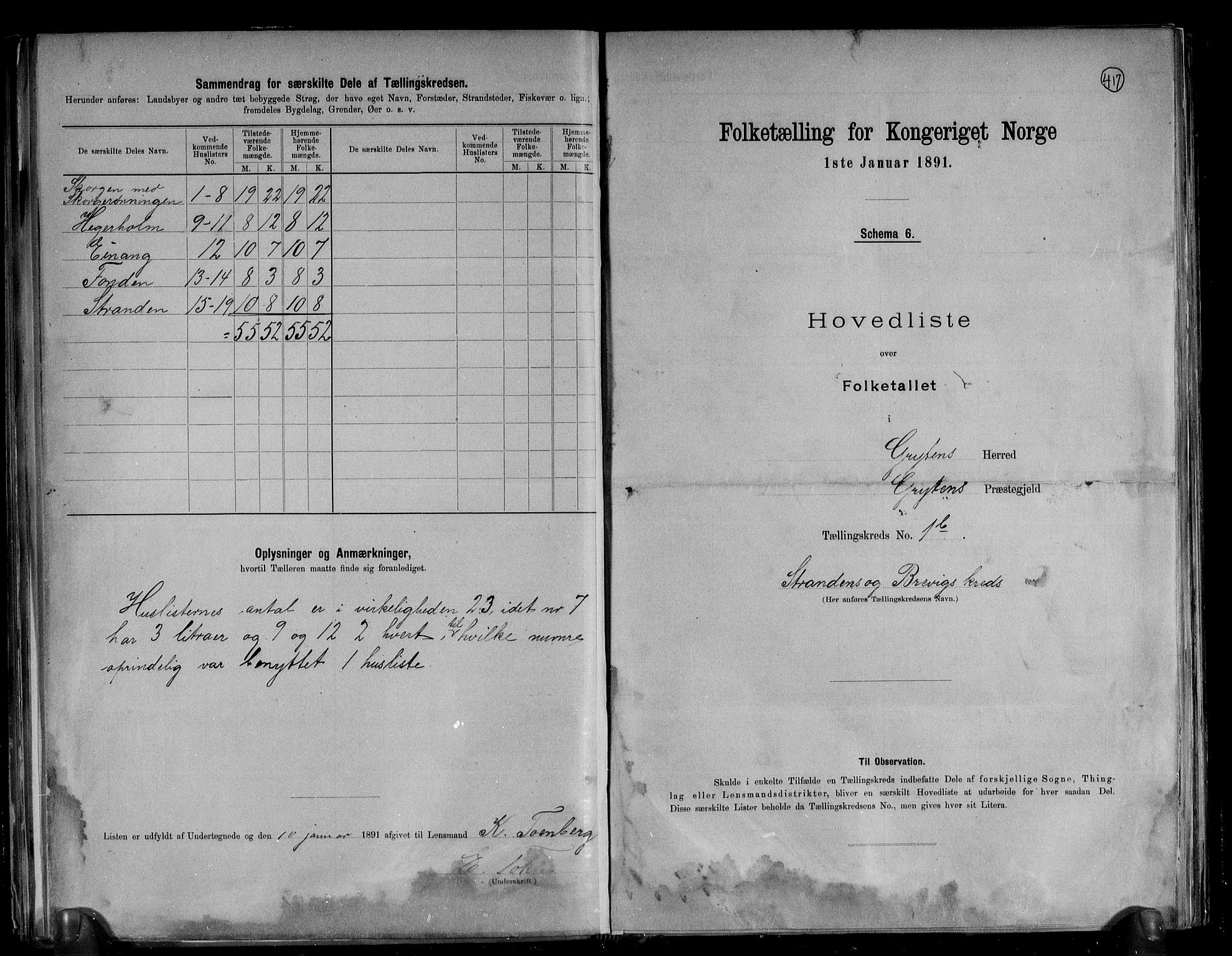 RA, 1891 census for 1539 Grytten, 1891, p. 6