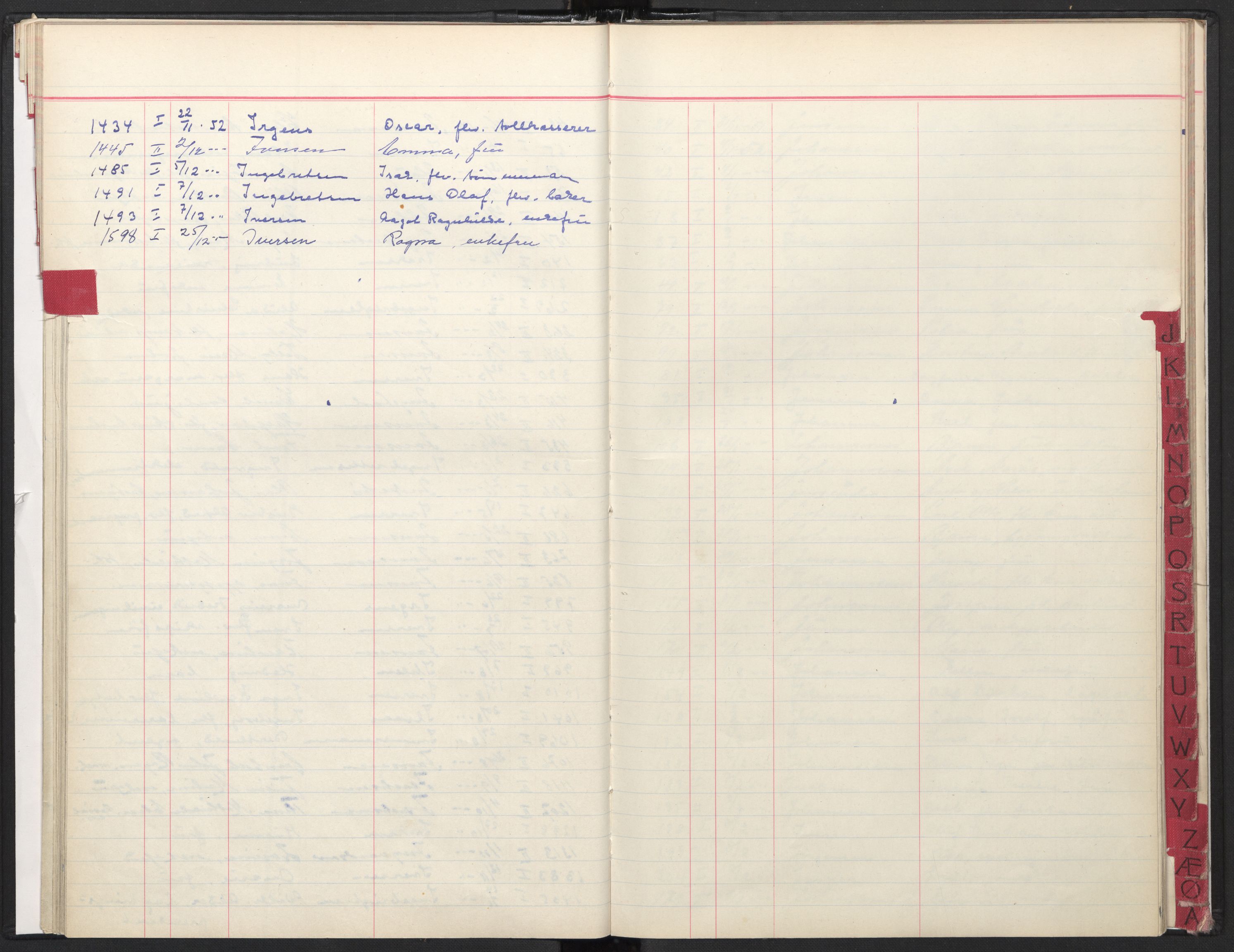 Oslo skifterett, AV/SAO-A-10383/F/Fa/Faa/L0052: Register til dødsfallsprotokollene, 1952