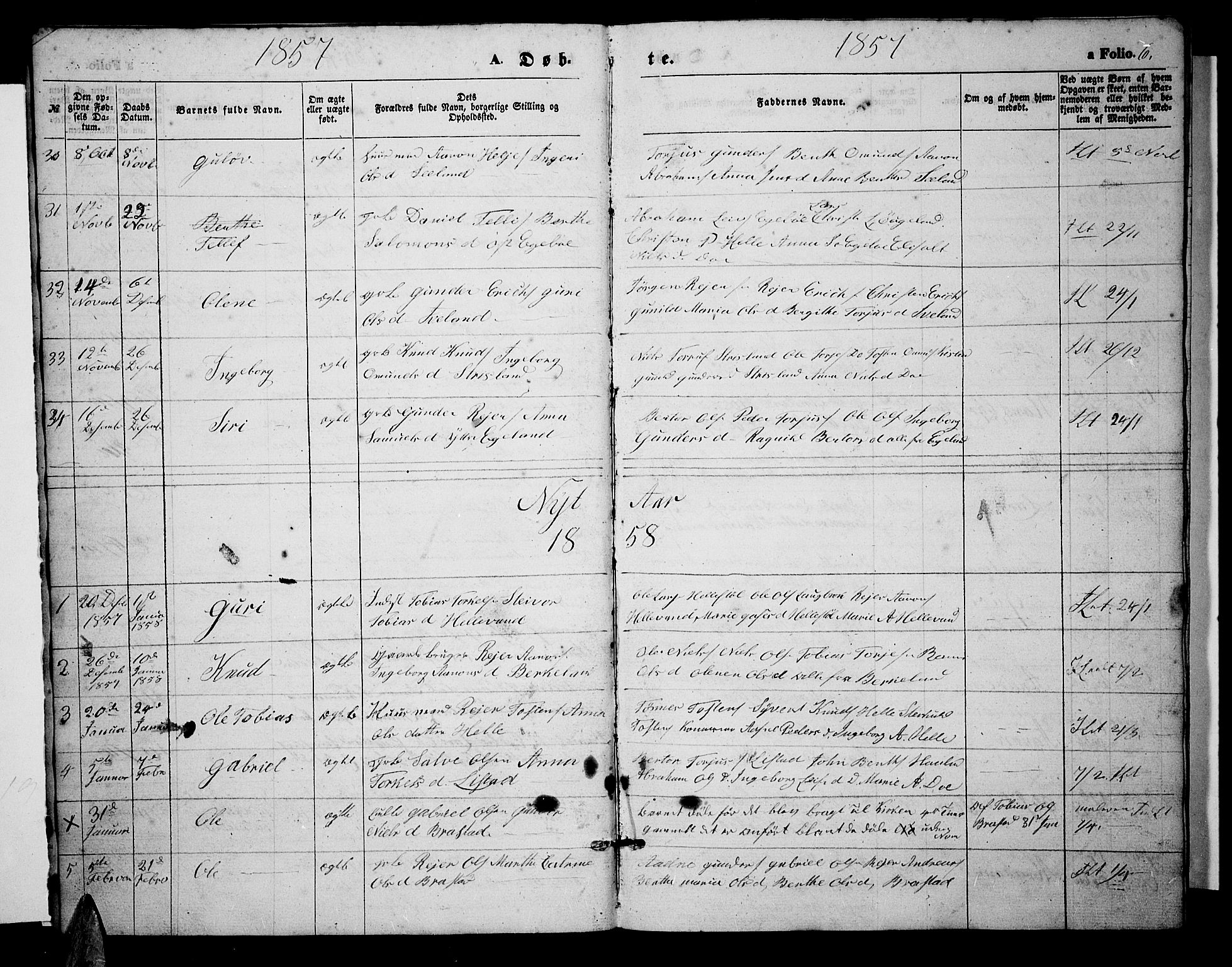 Nord-Audnedal sokneprestkontor, AV/SAK-1111-0032/F/Fb/Fba/L0002: Parish register (copy) no. B 2, 1856-1882, p. 6