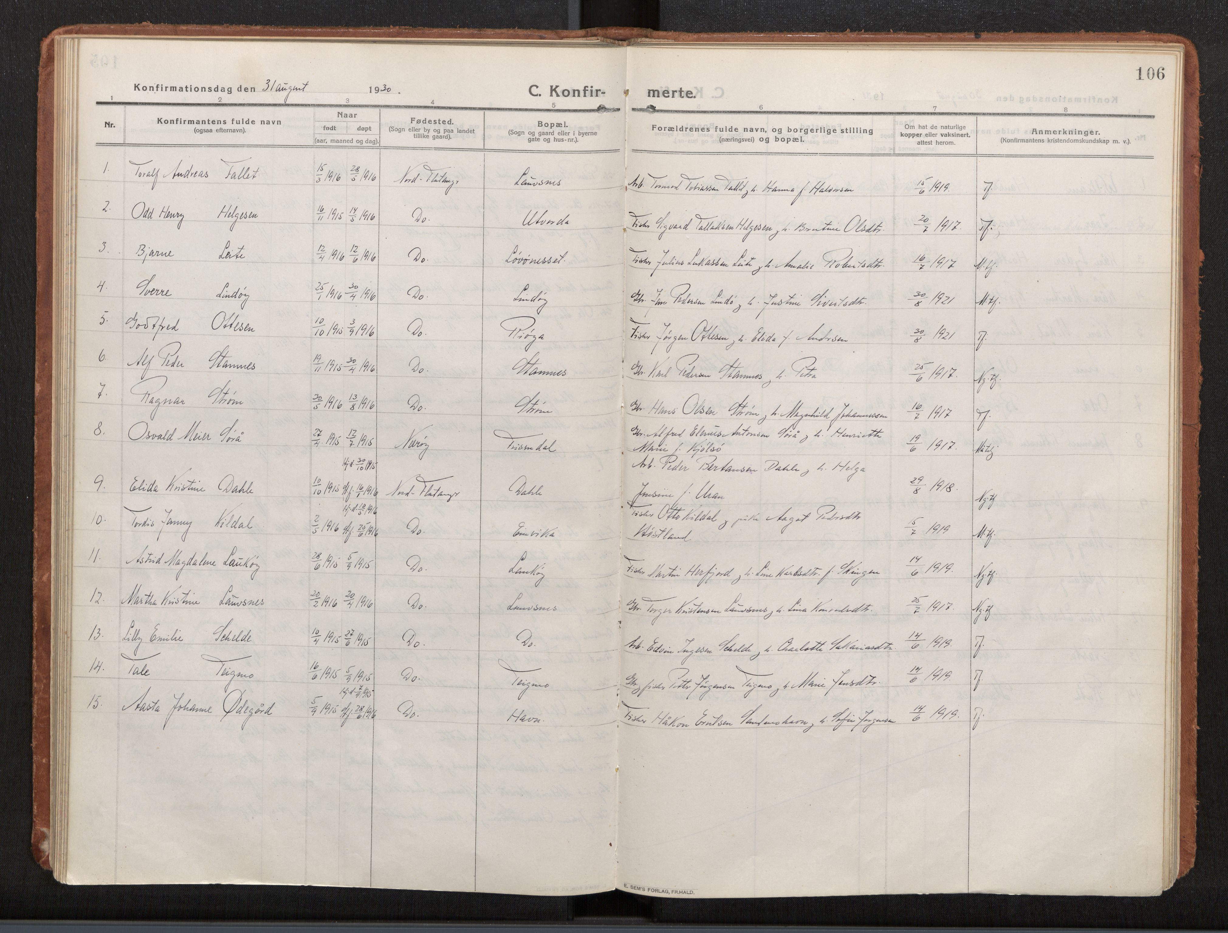 Ministerialprotokoller, klokkerbøker og fødselsregistre - Nord-Trøndelag, SAT/A-1458/772/L0604: Parish register (official) no. 772A02, 1913-1937, p. 106