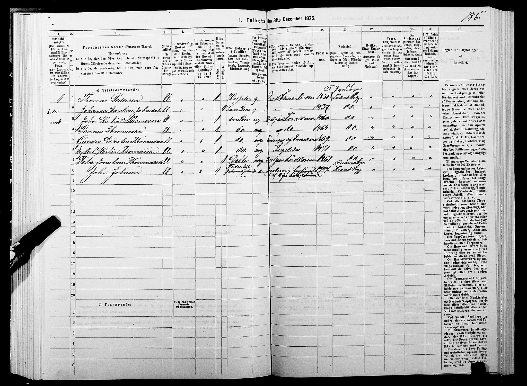 SATØ, 1875 census for 1927P Tranøy, 1875, p. 3185