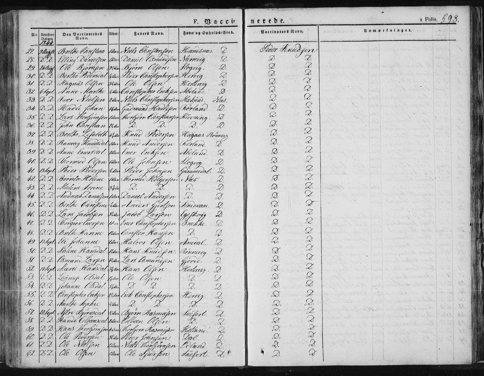 Tysvær sokneprestkontor, SAST/A -101864/H/Ha/Haa/L0001: Parish register (official) no. A 1.2, 1831-1856, p. 598