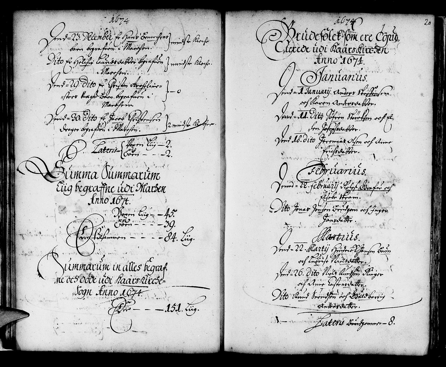 Korskirken sokneprestembete, SAB/A-76101/H/Haa/L0001: Parish register (official) no. A 1, 1674-1688, p. 20