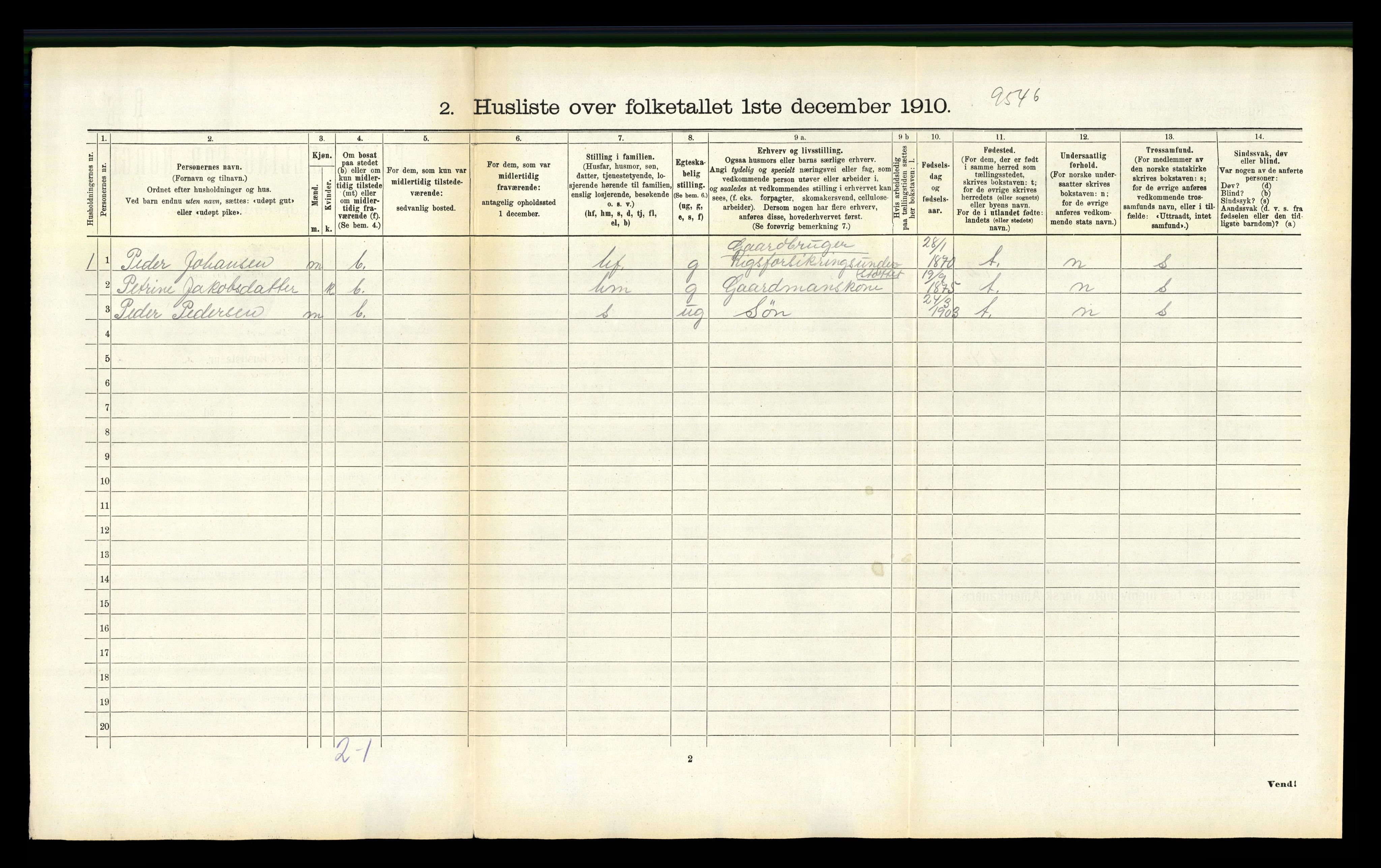 RA, 1910 census for Fauske, 1910, p. 1127