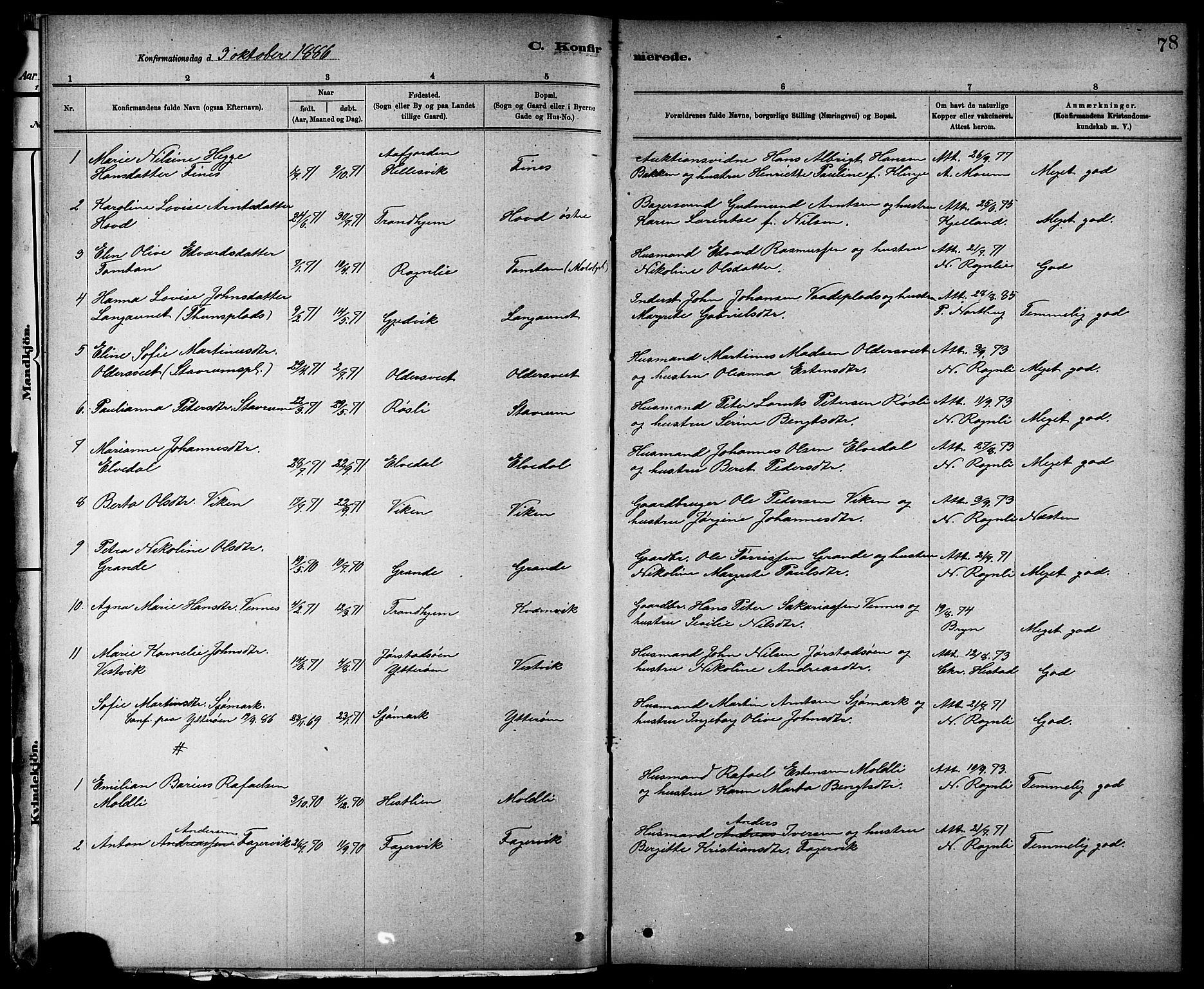 Ministerialprotokoller, klokkerbøker og fødselsregistre - Nord-Trøndelag, SAT/A-1458/744/L0423: Parish register (copy) no. 744C02, 1886-1905, p. 78