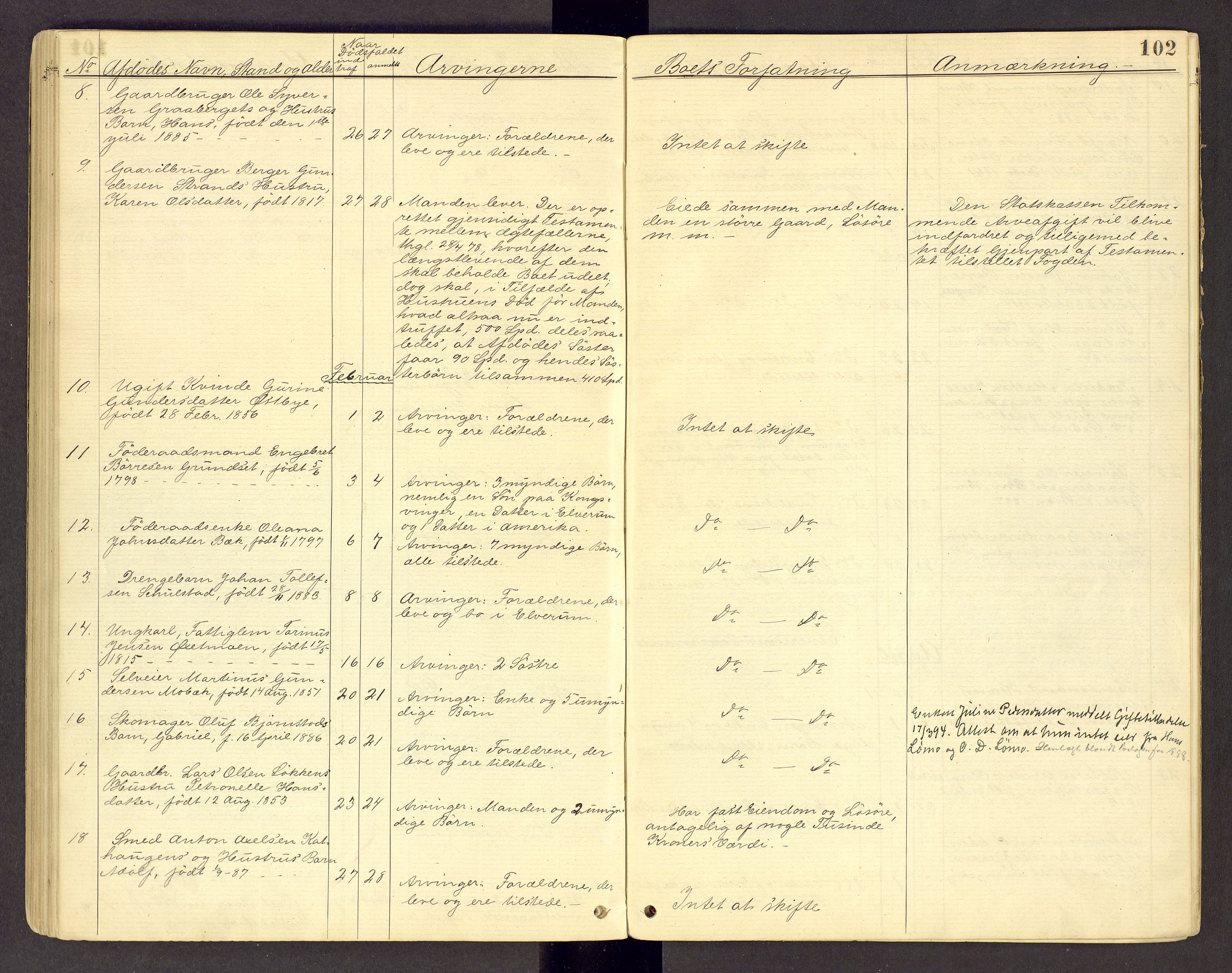 Sør-Østerdal sorenskriveri, AV/SAH-TING-018/J/Jg/L0003: Dødsfallsjournal, 1874-1889, p. 102