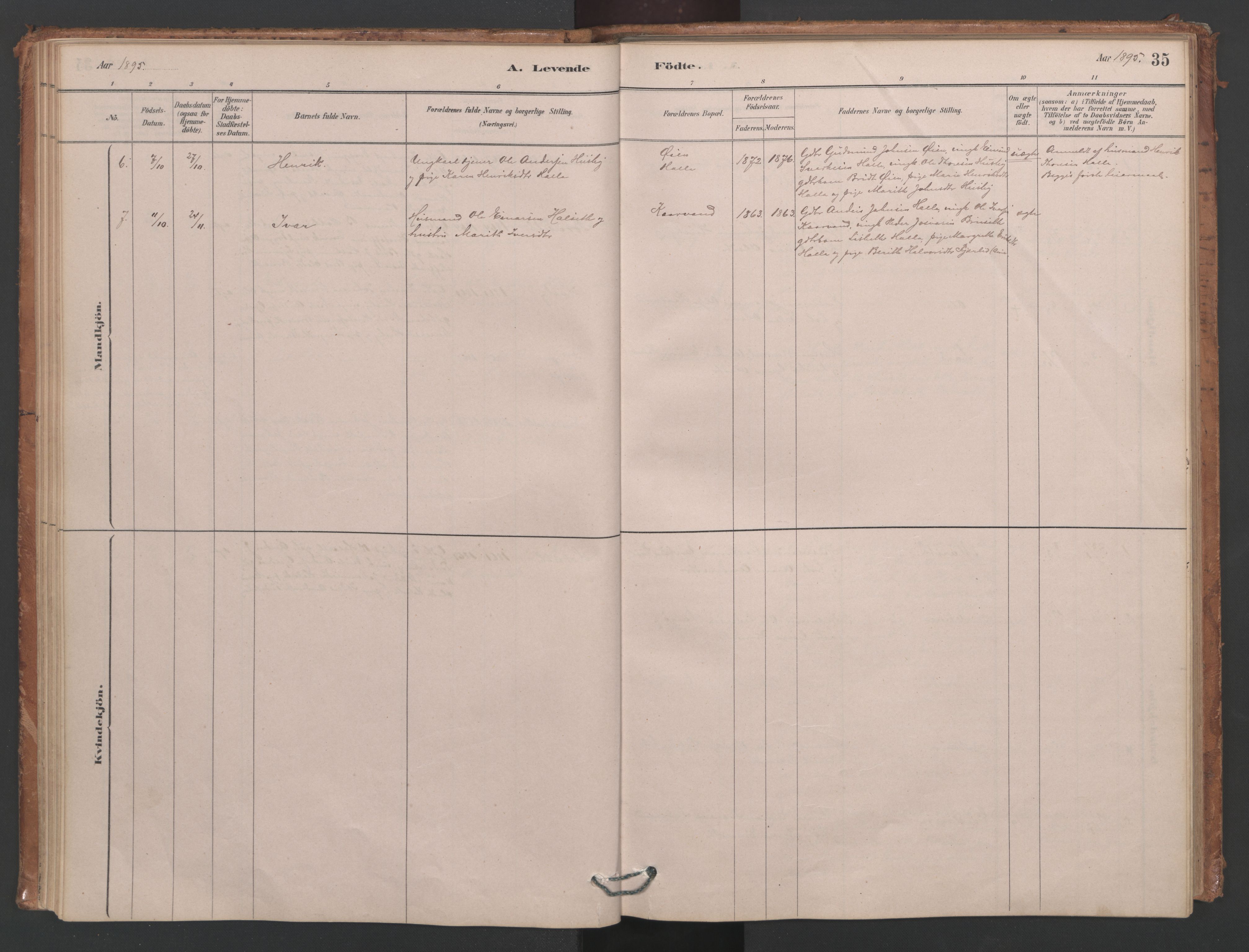 Ministerialprotokoller, klokkerbøker og fødselsregistre - Møre og Romsdal, AV/SAT-A-1454/593/L1034: Parish register (official) no. 593A01, 1879-1911, p. 35