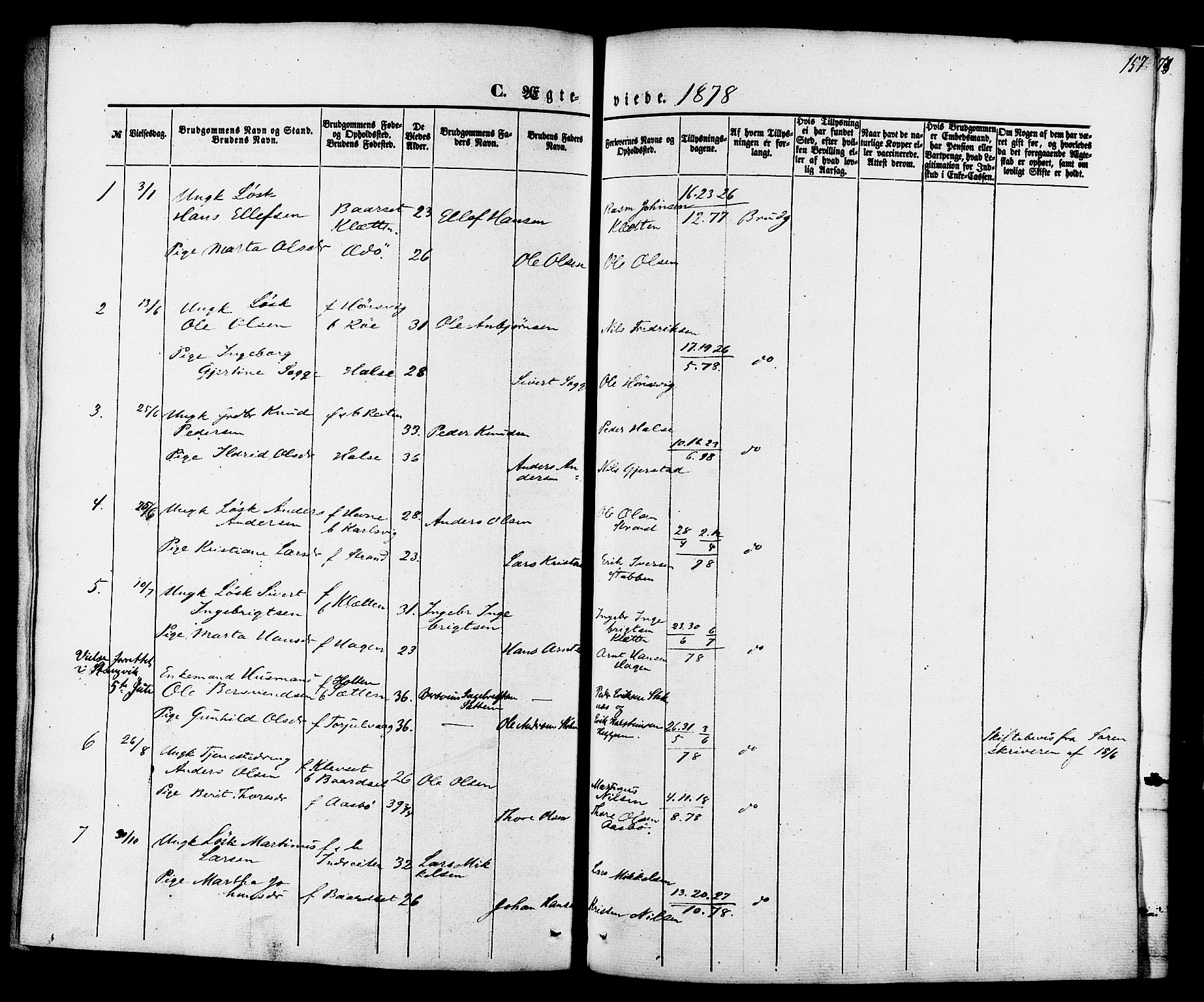 Ministerialprotokoller, klokkerbøker og fødselsregistre - Møre og Romsdal, AV/SAT-A-1454/576/L0884: Parish register (official) no. 576A02, 1865-1879, p. 157