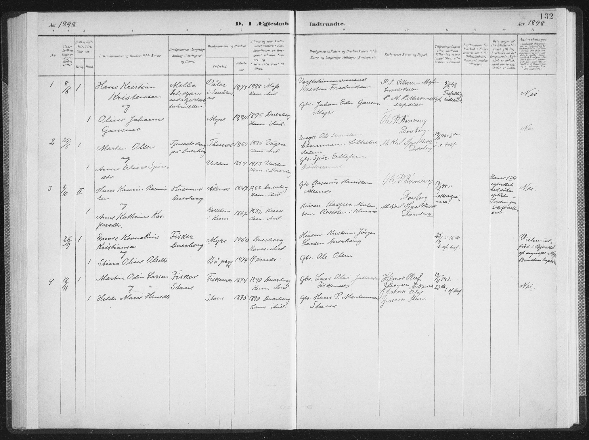 Ministerialprotokoller, klokkerbøker og fødselsregistre - Nordland, SAT/A-1459/897/L1400: Parish register (official) no. 897A07, 1897-1908, p. 132