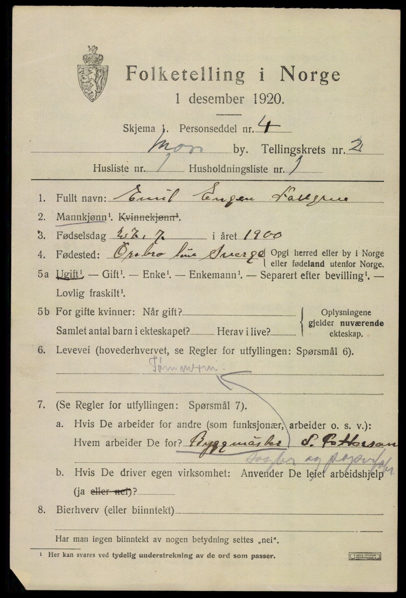 SAO, 1920 census for Moss, 1920, p. 8473