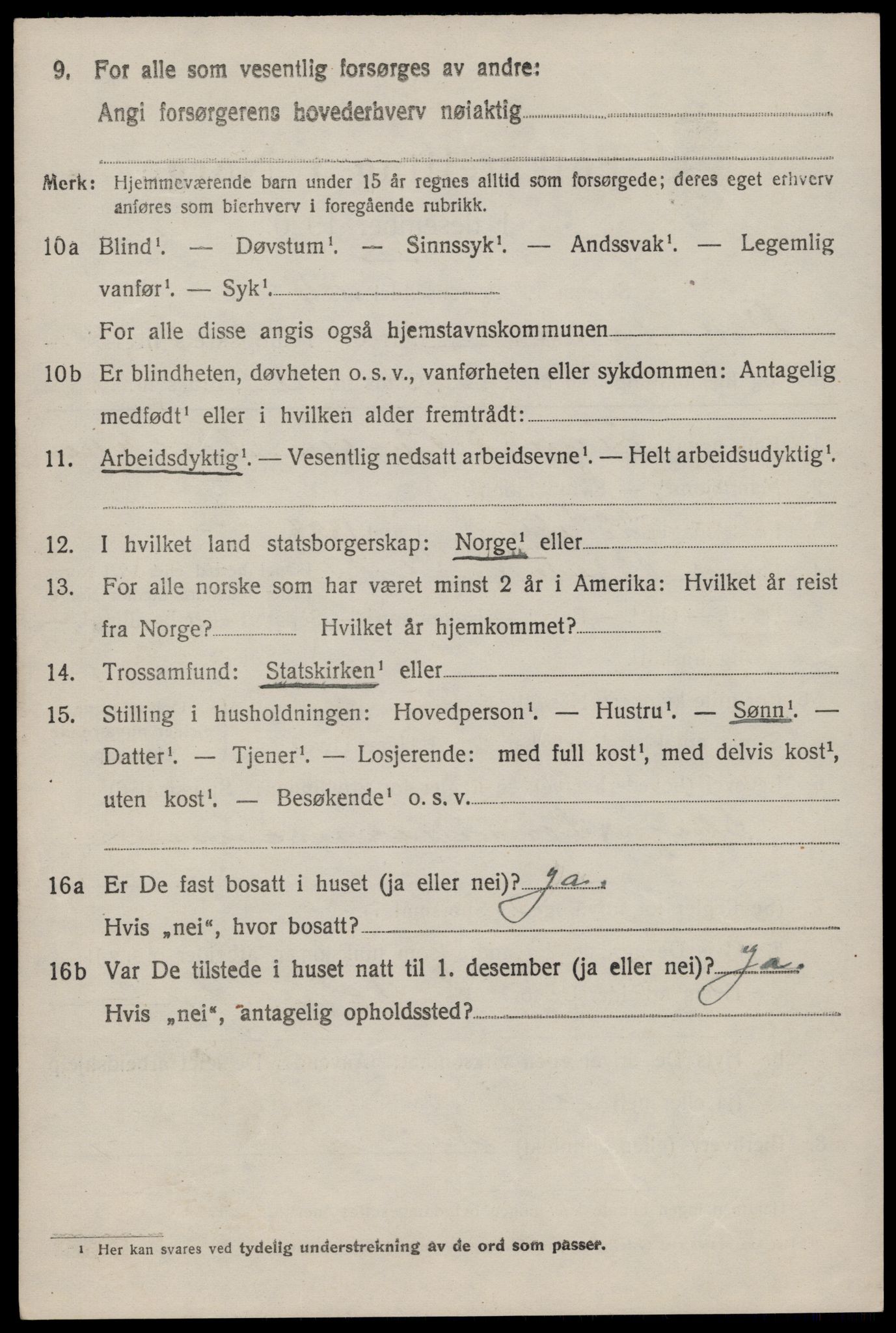 SAST, 1920 census for Stangaland, 1920, p. 2848