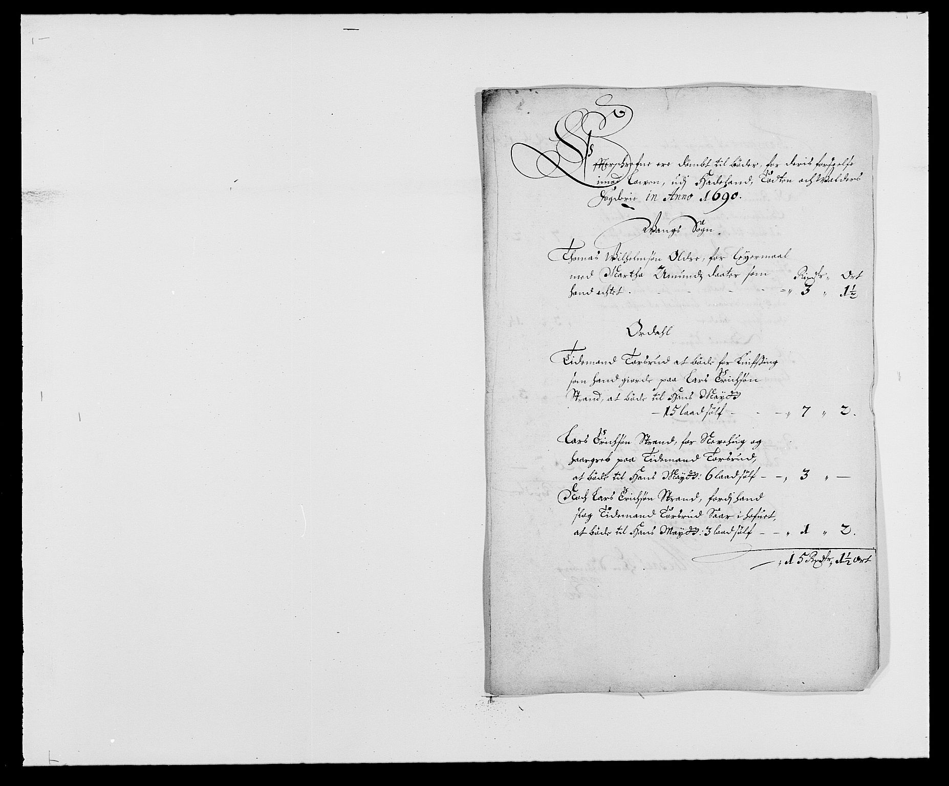 Rentekammeret inntil 1814, Reviderte regnskaper, Fogderegnskap, RA/EA-4092/R18/L1289: Fogderegnskap Hadeland, Toten og Valdres, 1690, p. 61