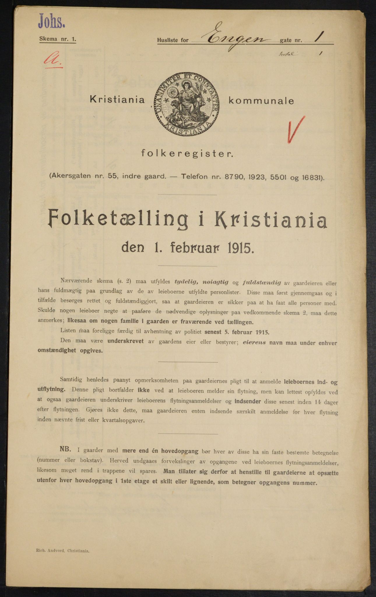 OBA, Municipal Census 1915 for Kristiania, 1915, p. 21286