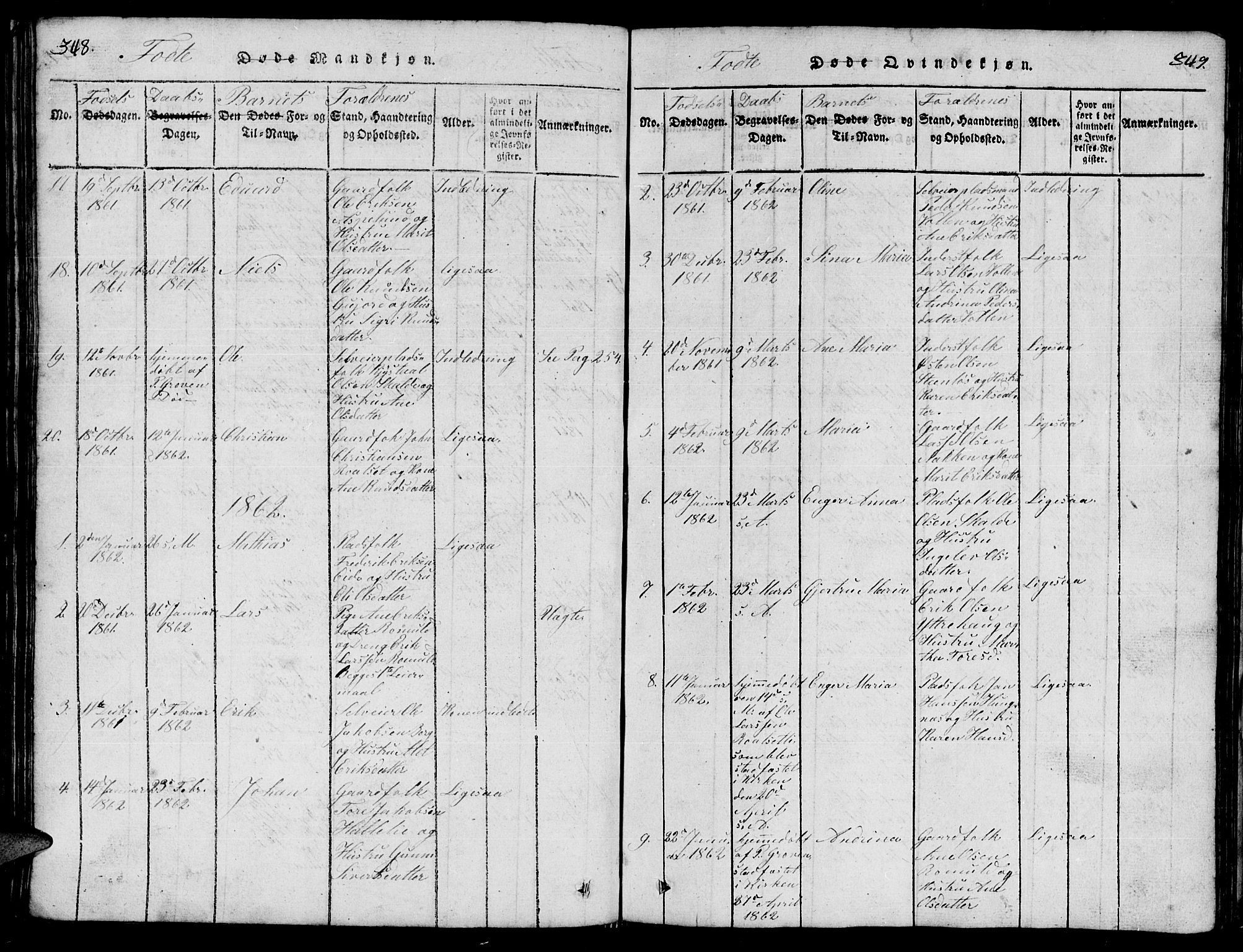 Ministerialprotokoller, klokkerbøker og fødselsregistre - Møre og Romsdal, AV/SAT-A-1454/557/L0683: Parish register (copy) no. 557C01, 1818-1862, p. 348-349