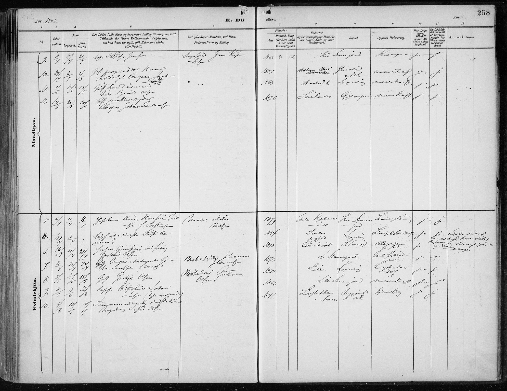 Askøy Sokneprestembete, AV/SAB-A-74101/H/Ha/Haa/Haae/L0003: Parish register (official) no. E 3, 1891-1903, p. 258