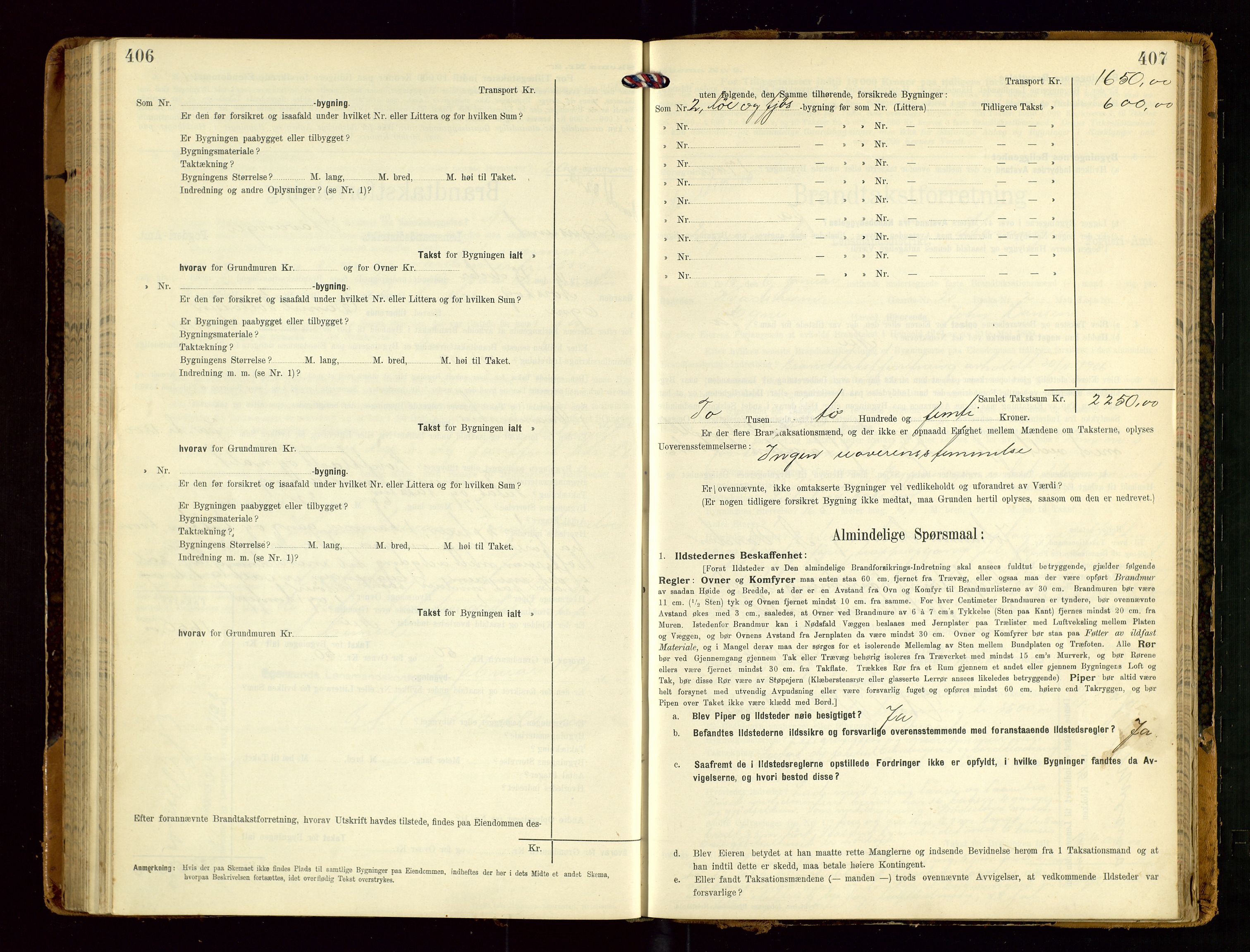 Eigersund lensmannskontor, SAST/A-100171/Gob/L0002: "Brandtakstprotokol", 1910-1916, p. 406-407