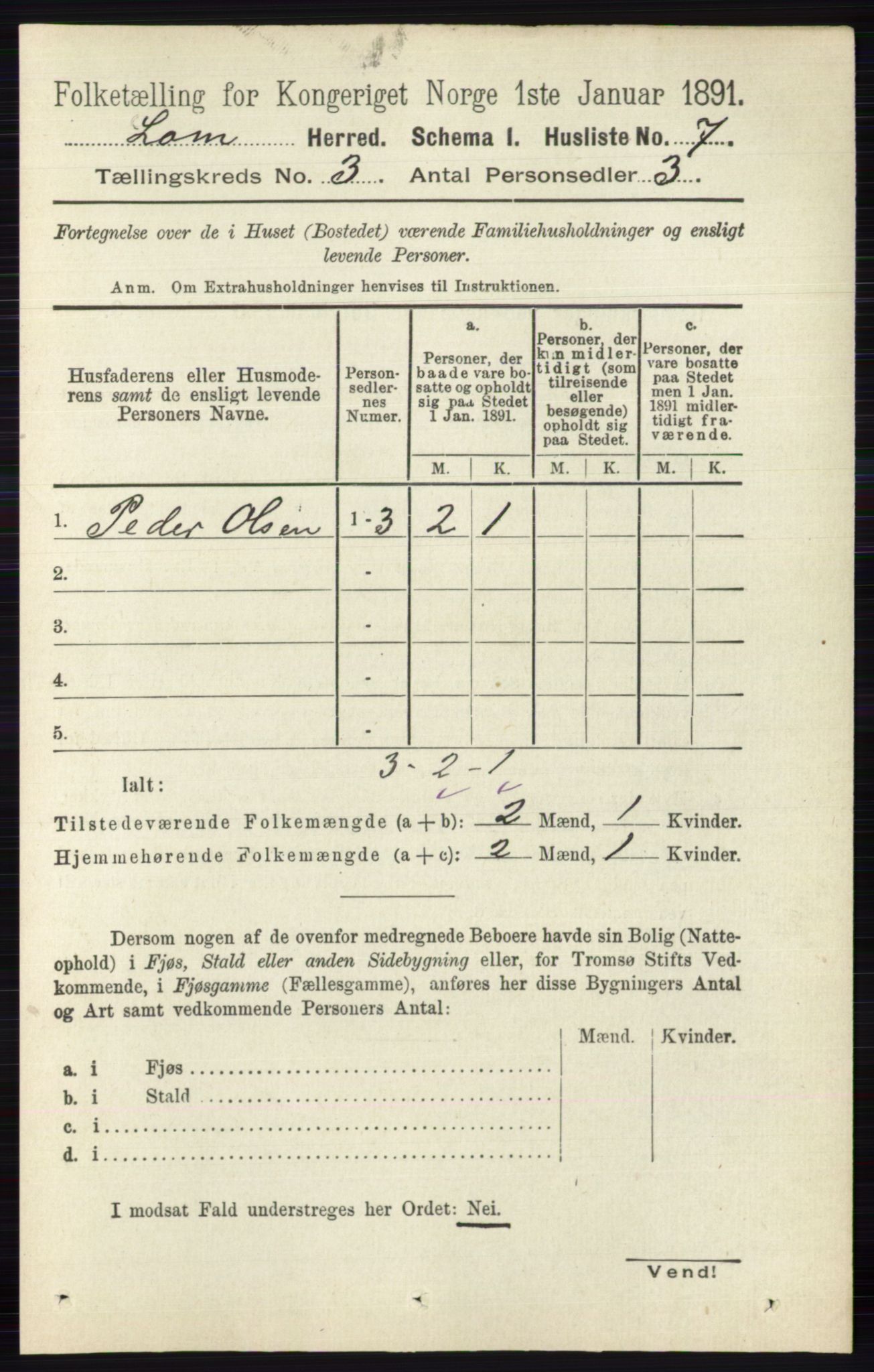 RA, 1891 census for 0514 Lom, 1891, p. 1230