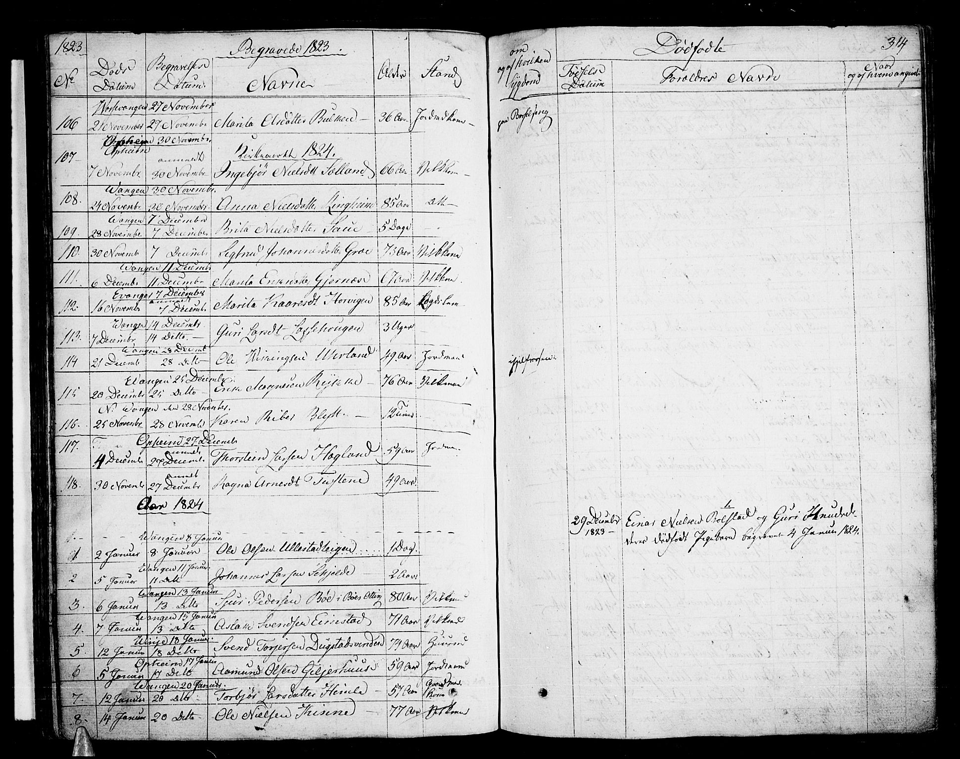 Voss sokneprestembete, SAB/A-79001/H/Haa: Parish register (official) no. A 12, 1823-1837, p. 314