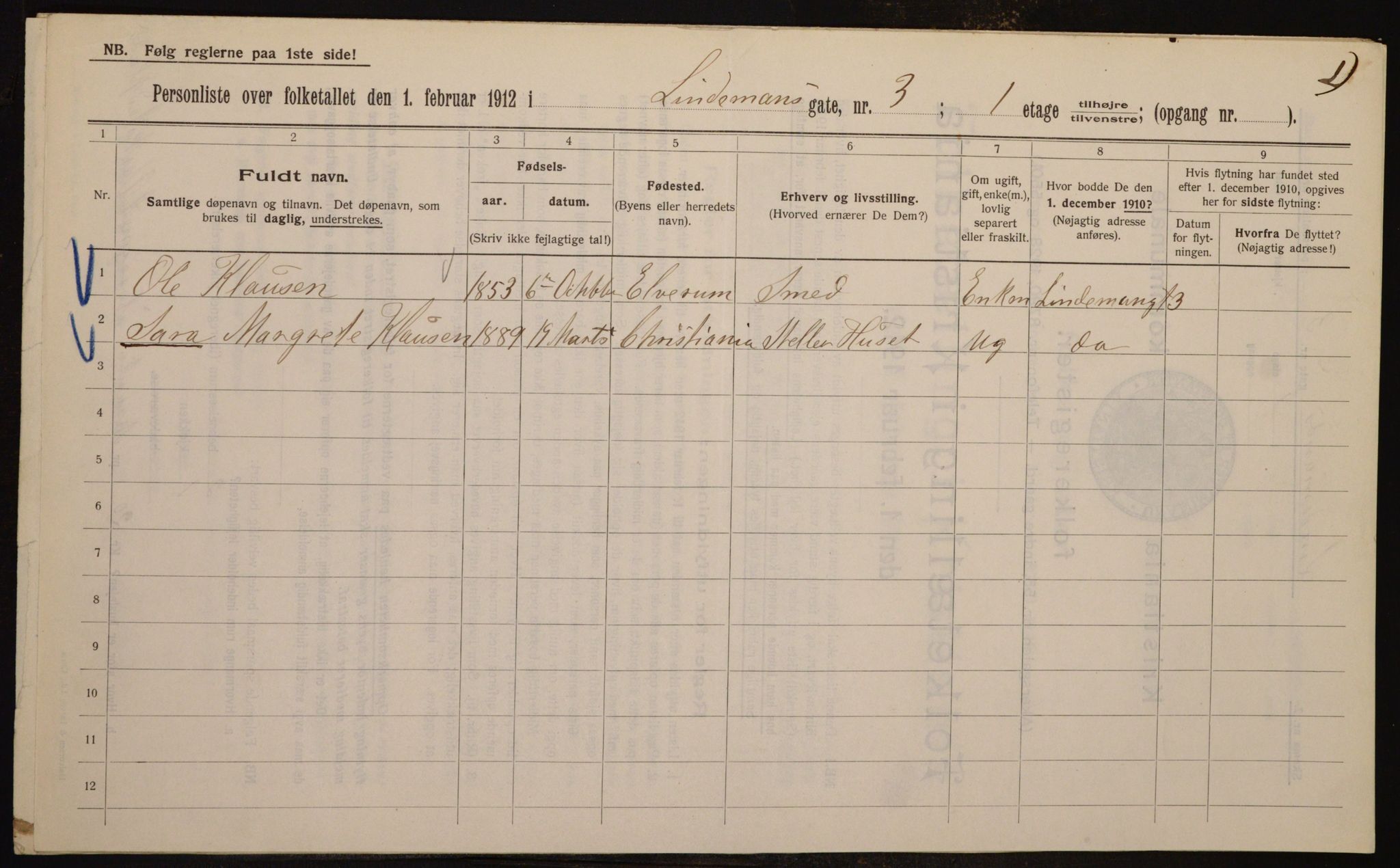 OBA, Municipal Census 1912 for Kristiania, 1912, p. 57975