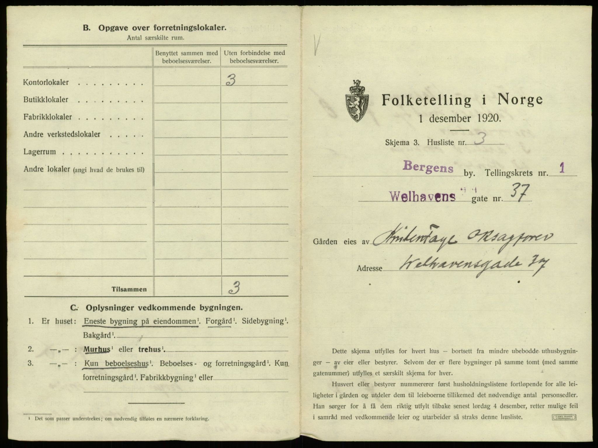 SAB, 1920 census for Bergen, 1920, p. 486