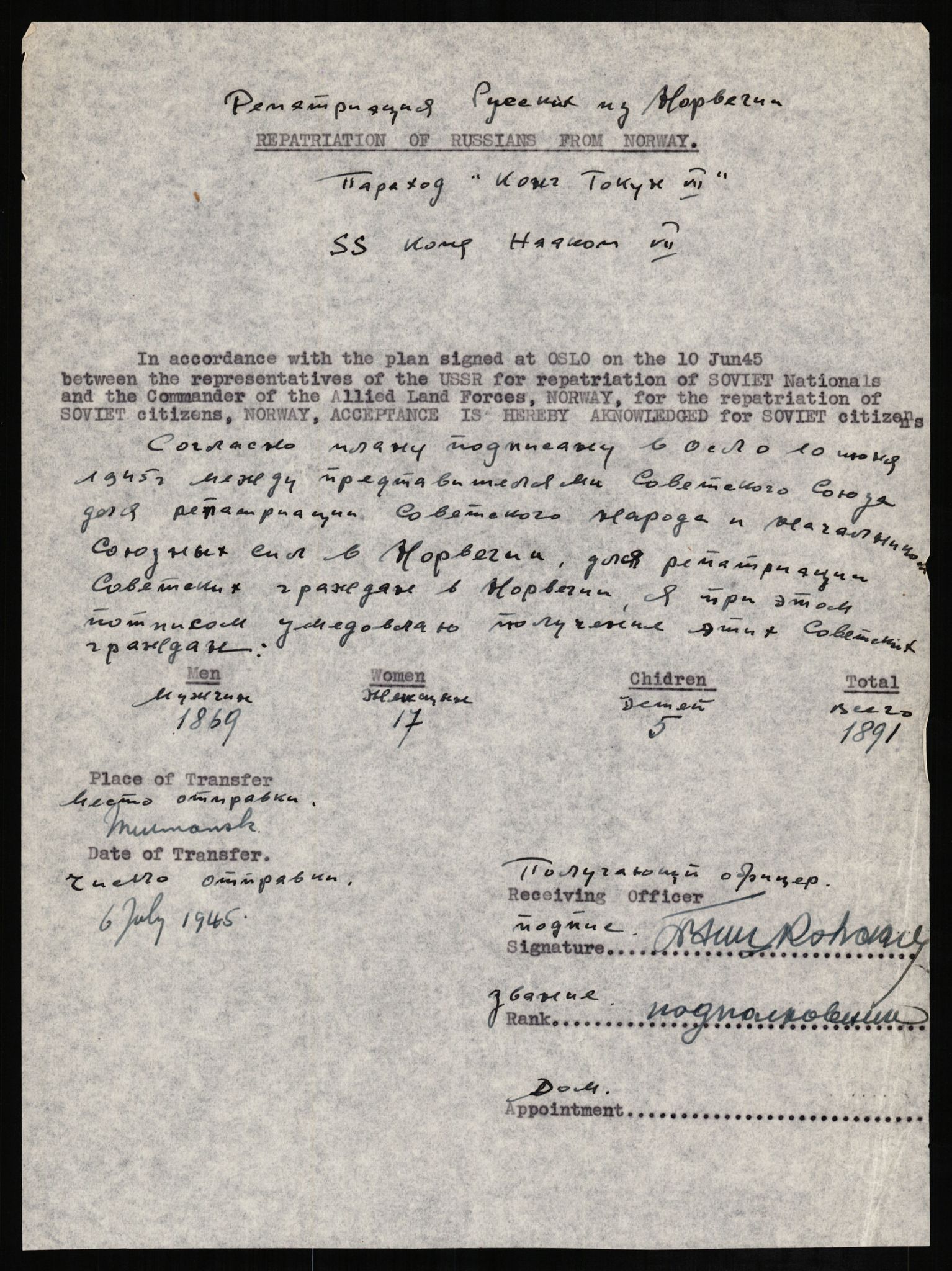 Flyktnings- og fangedirektoratet, Repatrieringskontoret, AV/RA-S-1681/D/Db/L0024: Displaced Persons (DPs) og sivile tyskere, 1945-1948, p. 6