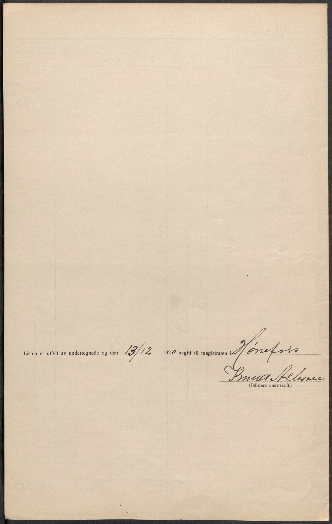 SAKO, 1920 census for Hønefoss, 1920, p. 13