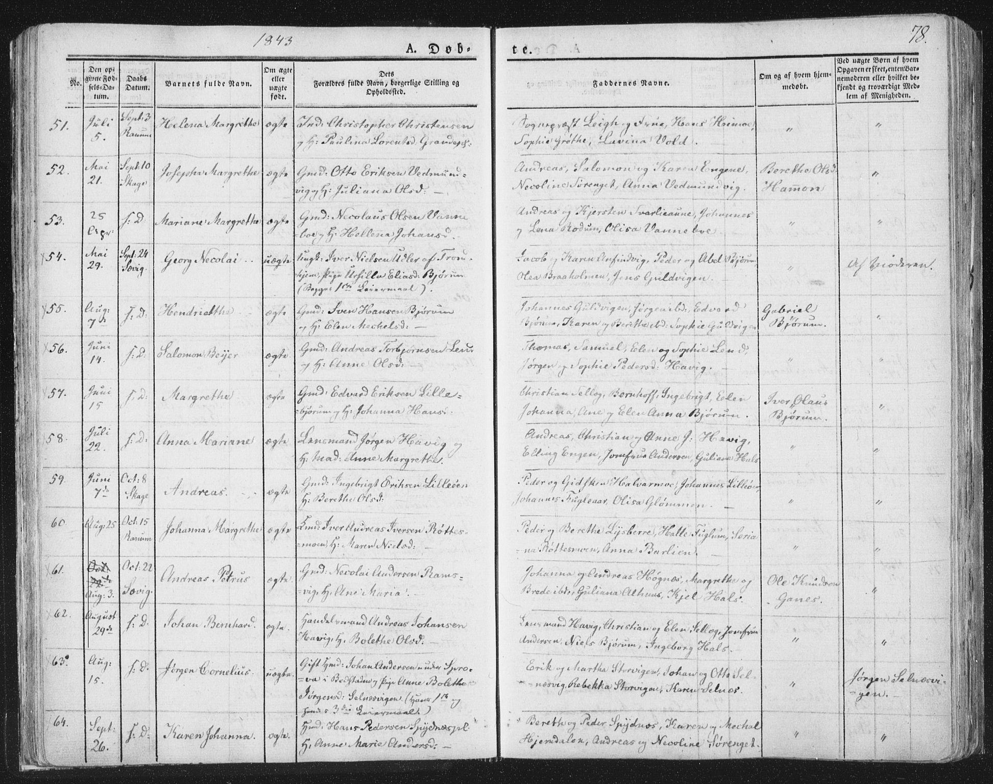 Ministerialprotokoller, klokkerbøker og fødselsregistre - Nord-Trøndelag, AV/SAT-A-1458/764/L0551: Parish register (official) no. 764A07a, 1824-1864, p. 78