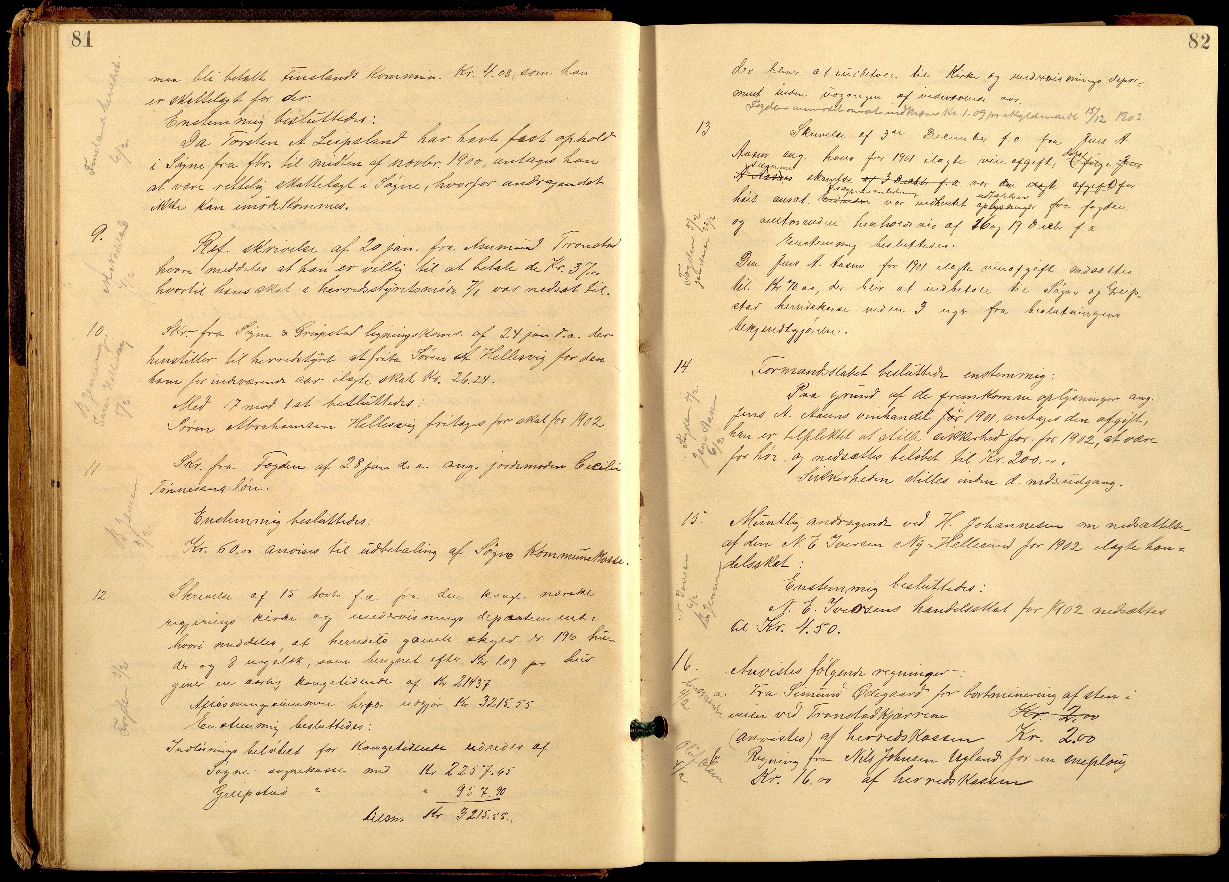 Søgne og Greipstad kommune - Formannskapet, ARKSOR/1018SG120/A/L0006: Møtebok (d), 1901-1909, p. 81-82