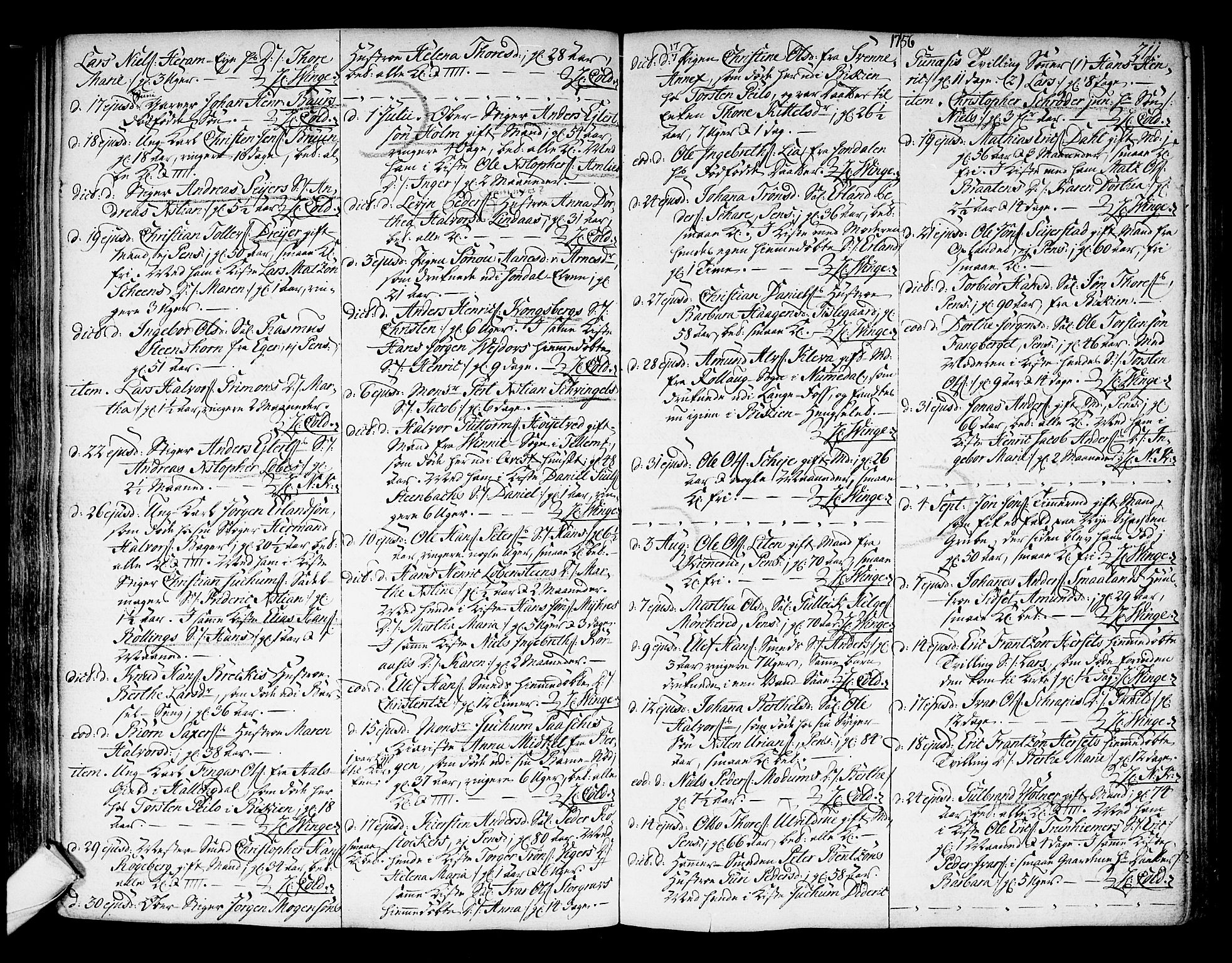 Kongsberg kirkebøker, SAKO/A-22/F/Fa/L0004: Parish register (official) no. I 4, 1756-1768, p. 211
