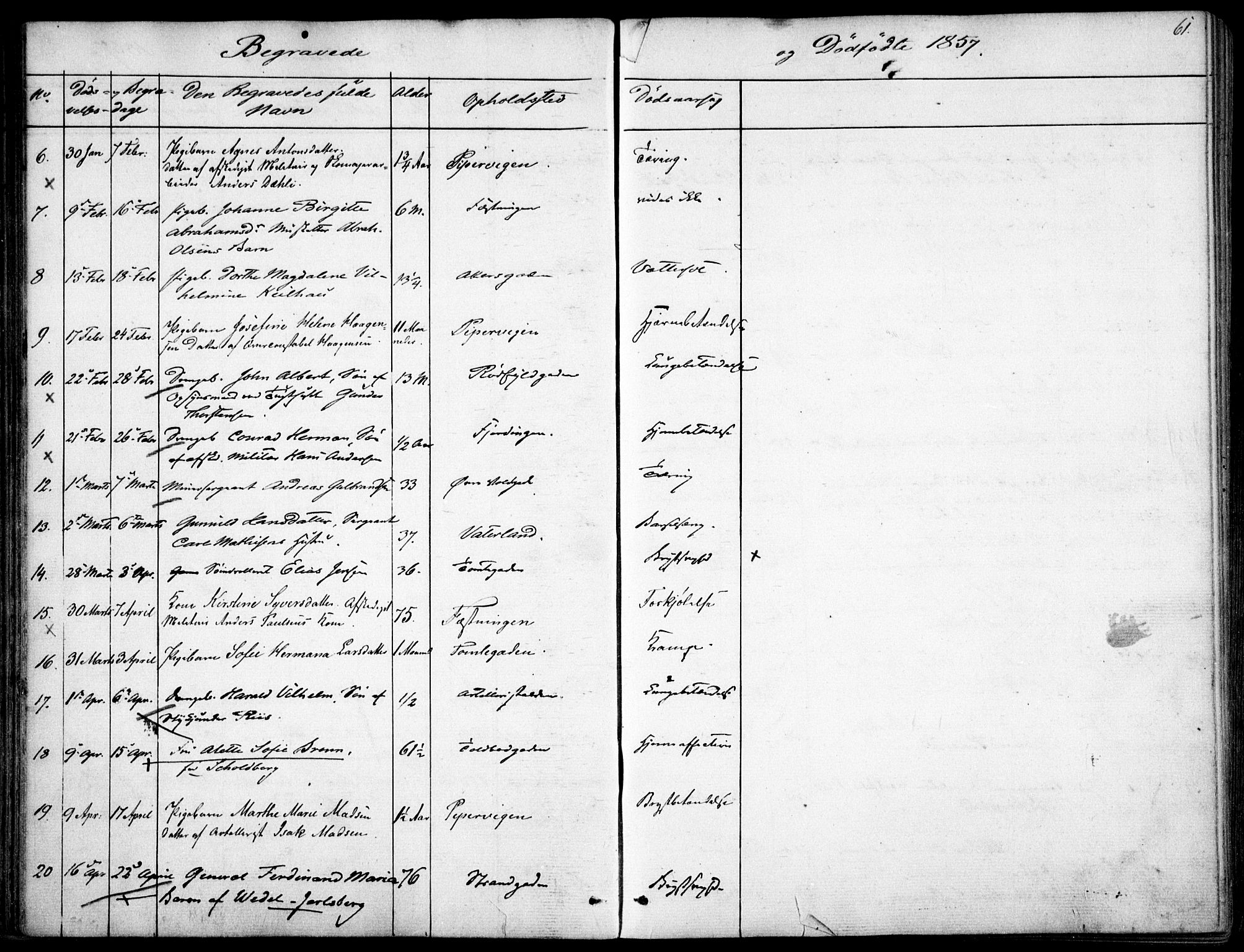 Garnisonsmenigheten Kirkebøker, AV/SAO-A-10846/F/Fa/L0009: Parish register (official) no. 9, 1842-1859, p. 61