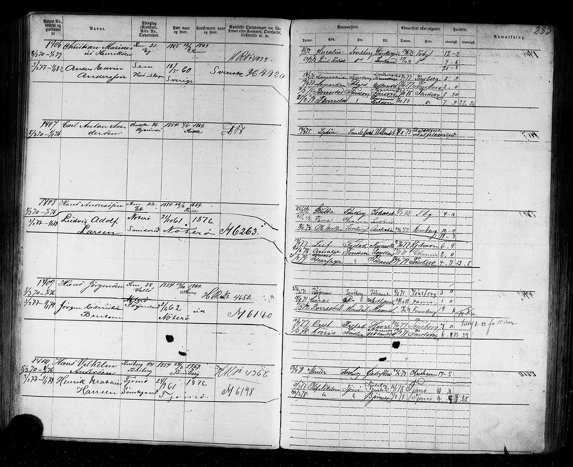 Tønsberg innrulleringskontor, SAKO/A-786/F/Fb/L0002: Annotasjonsrulle Patent nr. 1-2635, 1869-1877, p. 319