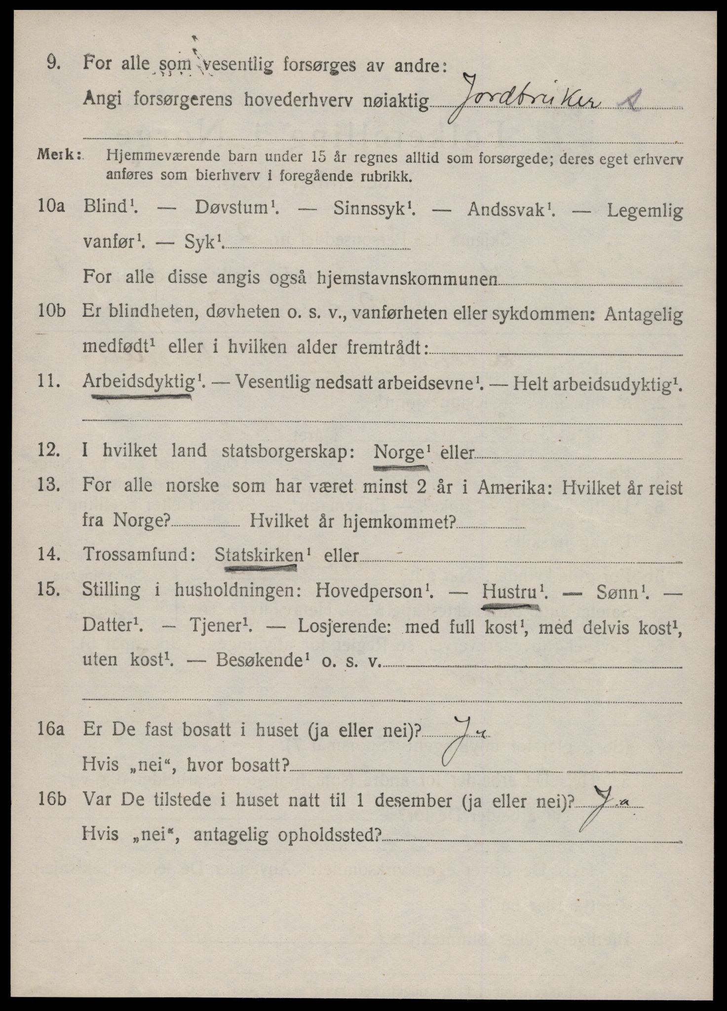SAT, 1920 census for Vestnes, 1920, p. 1722