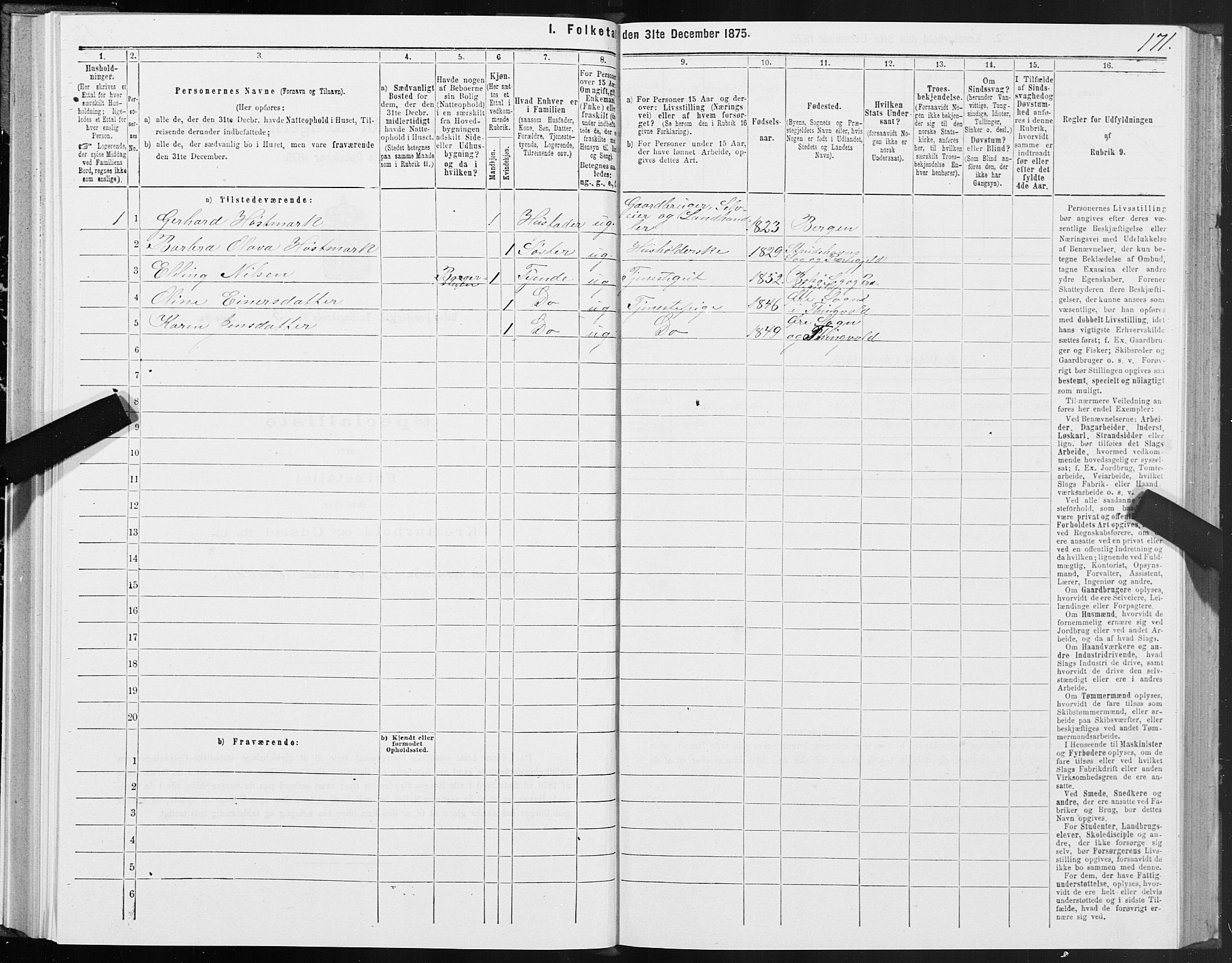 SAT, 1875 census for 1544P Bolsøy, 1875, p. 3171