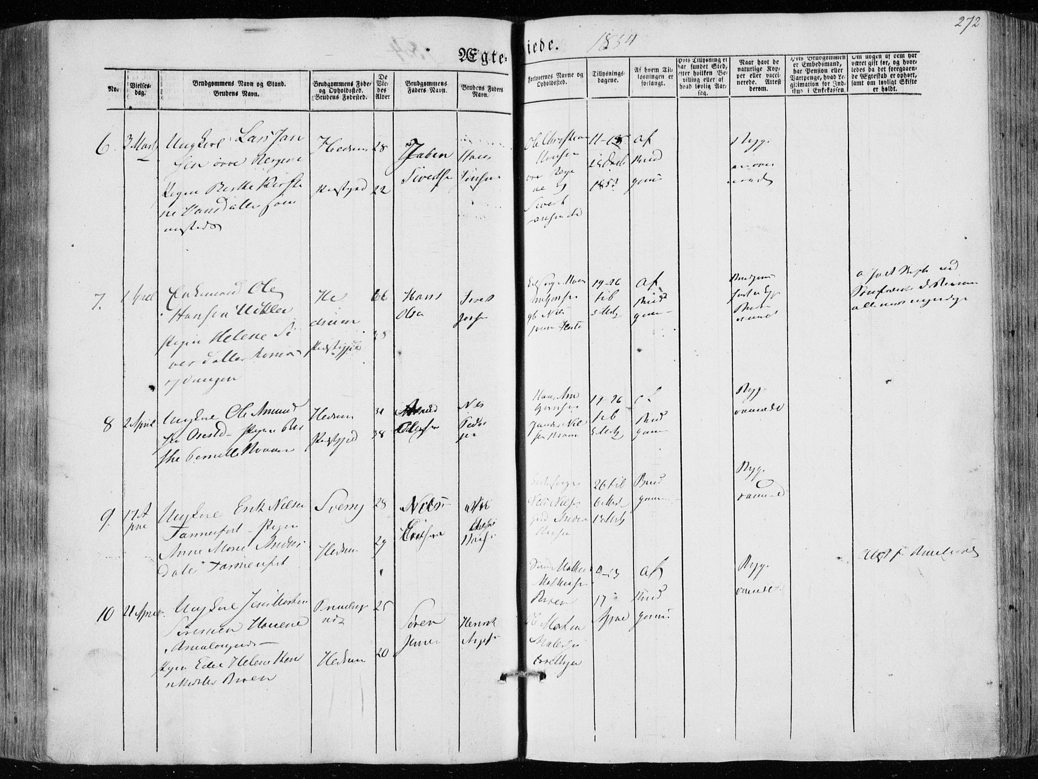 Hedrum kirkebøker, AV/SAKO-A-344/F/Fa/L0006: Parish register (official) no. I 6, 1849-1857, p. 272