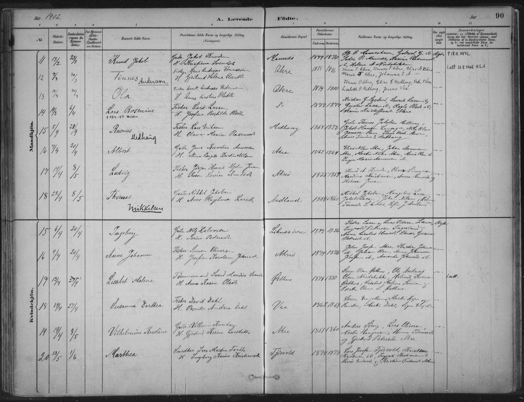 Kopervik sokneprestkontor, AV/SAST-A-101850/H/Ha/Haa/L0004: Parish register (official) no. A 4, 1882-1905, p. 90