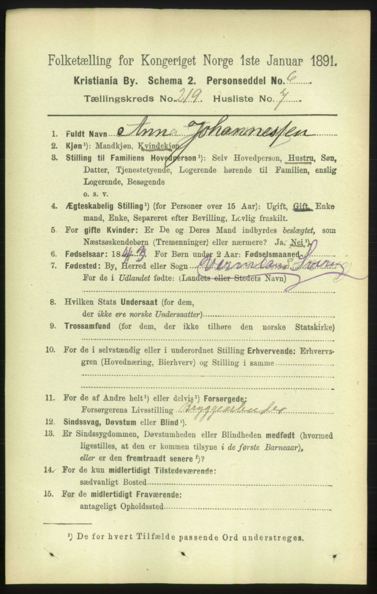RA, 1891 census for 0301 Kristiania, 1891, p. 130191