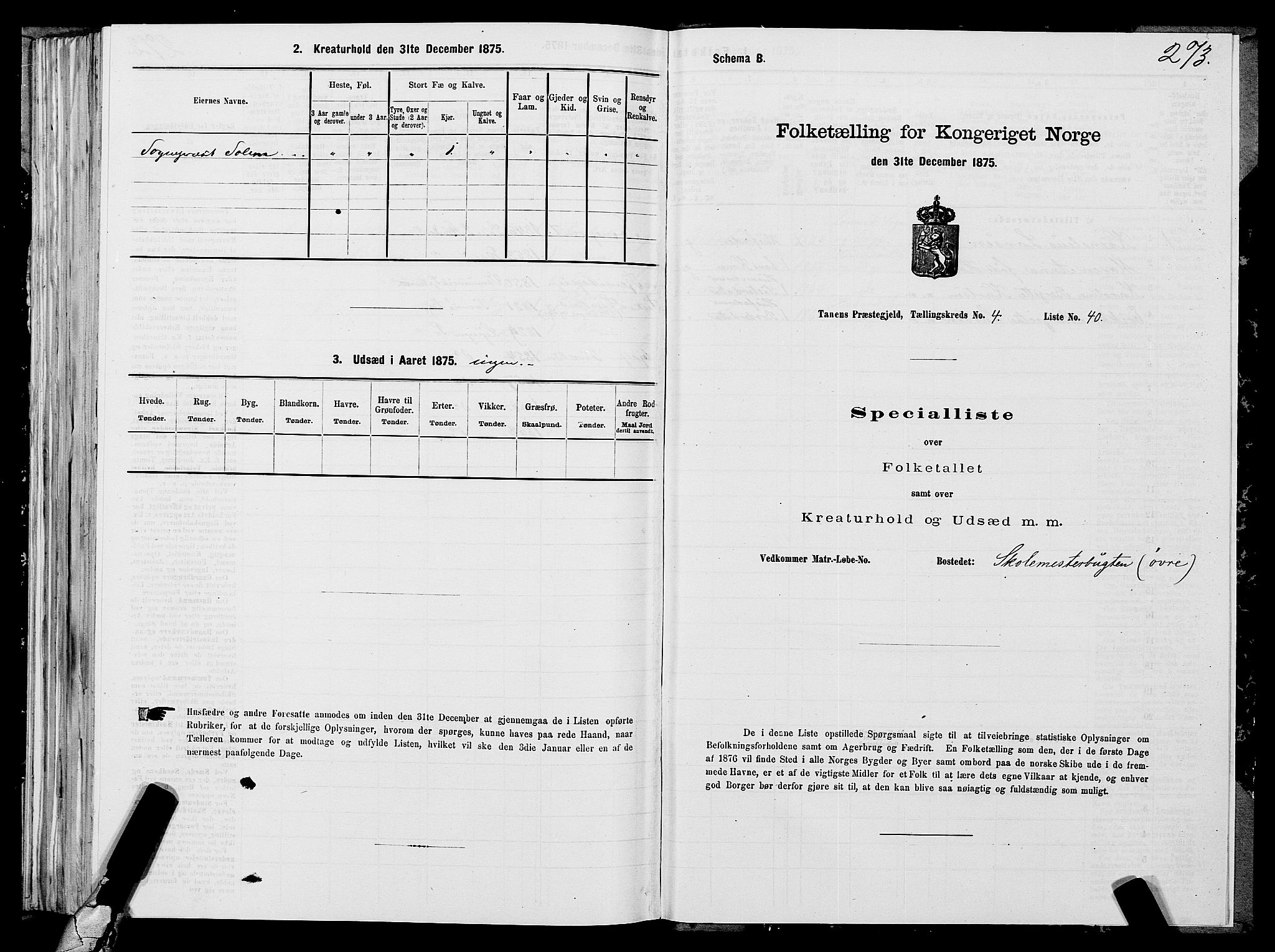 SATØ, 1875 census for 2025P Tana, 1875, p. 1273