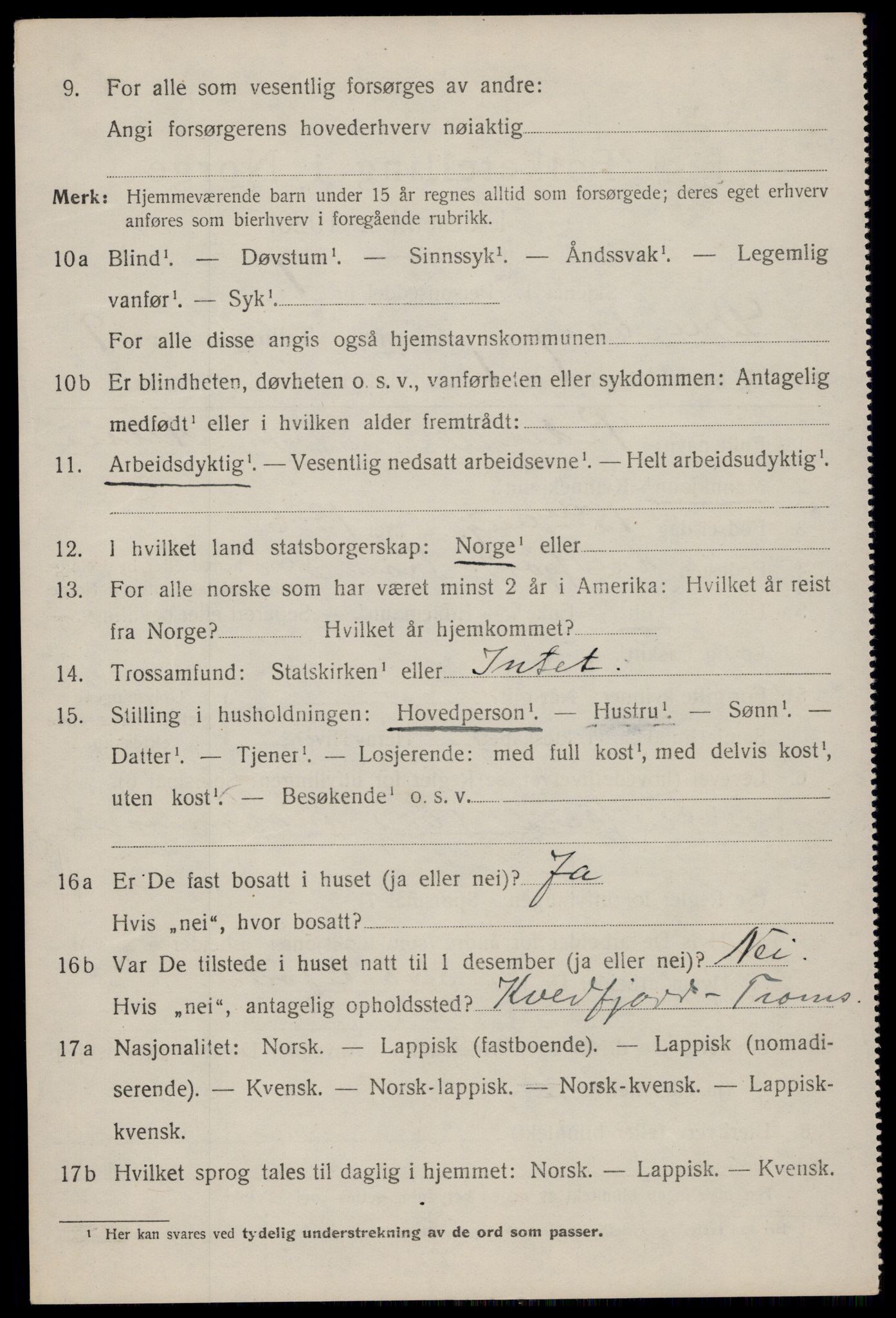 SAT, 1920 census for Dverberg, 1920, p. 7883