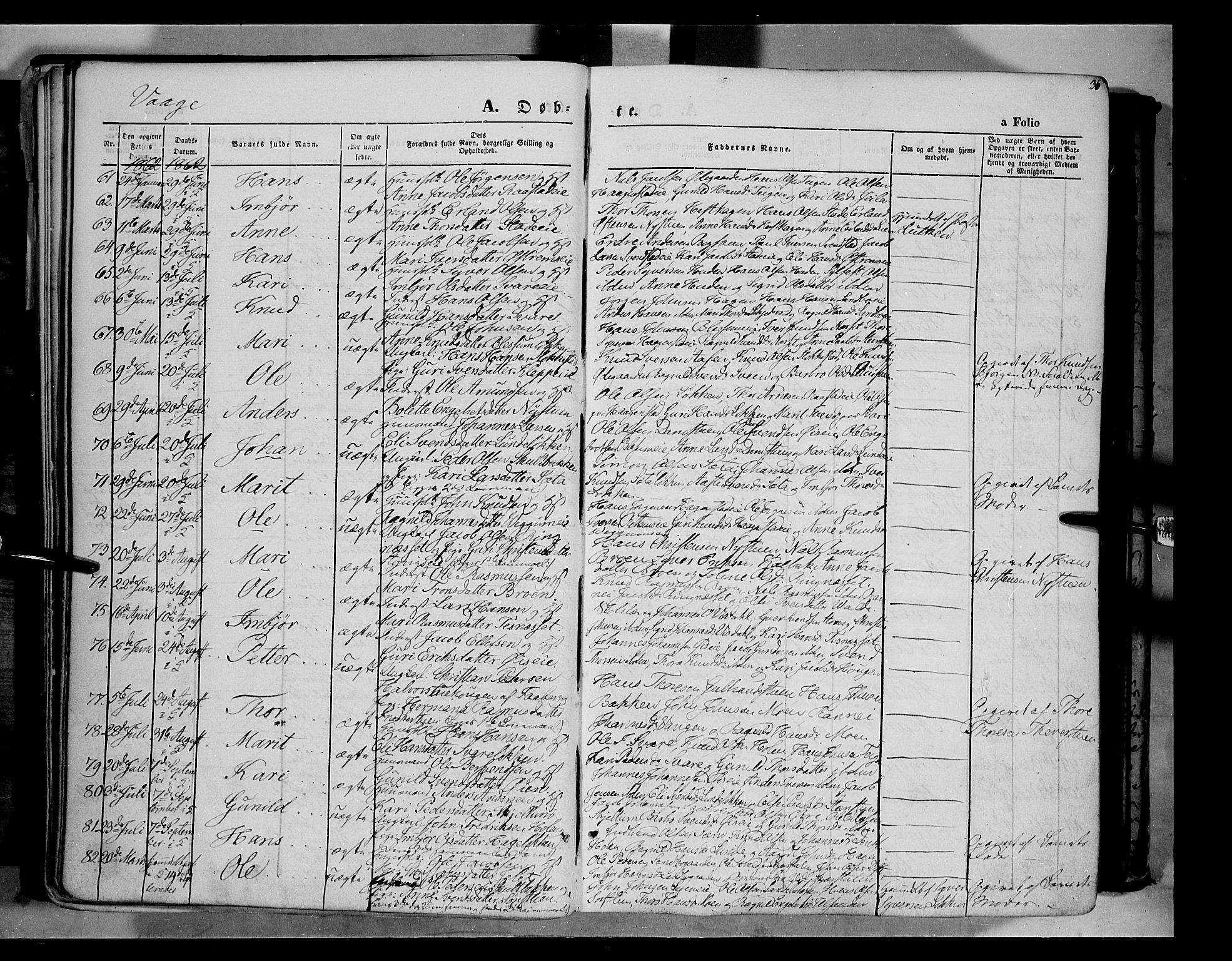 Vågå prestekontor, AV/SAH-PREST-076/H/Ha/Haa/L0006: Parish register (official) no. 6 /1, 1856-1872, p. 36