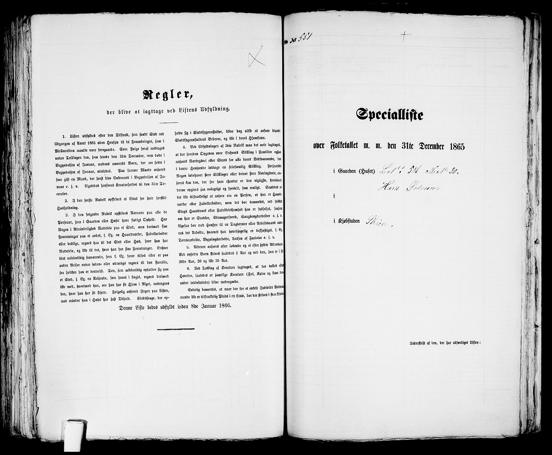 RA, 1865 census for Skien, 1865, p. 1128