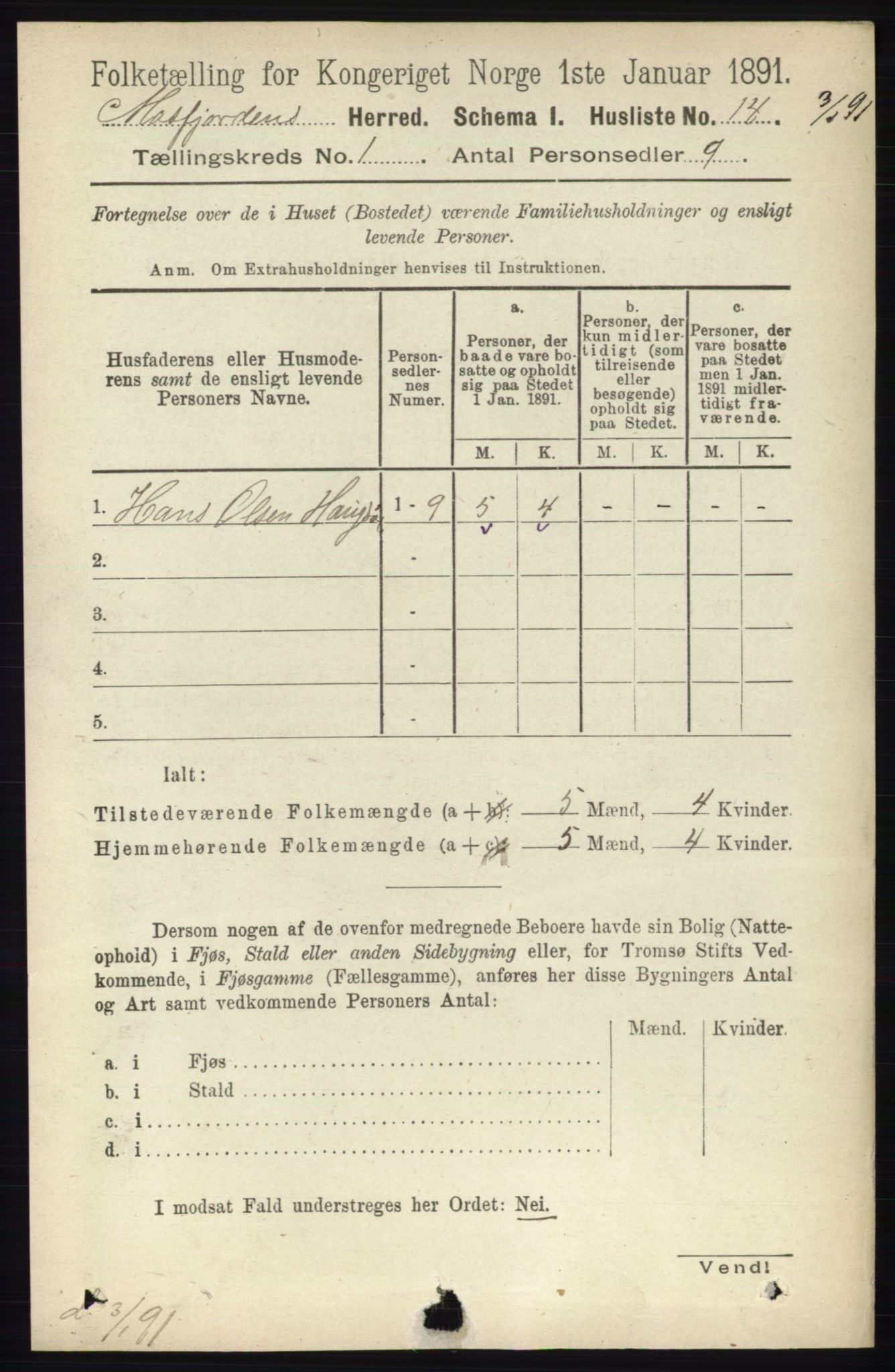 RA, 1891 census for 1266 Masfjorden, 1891, p. 47