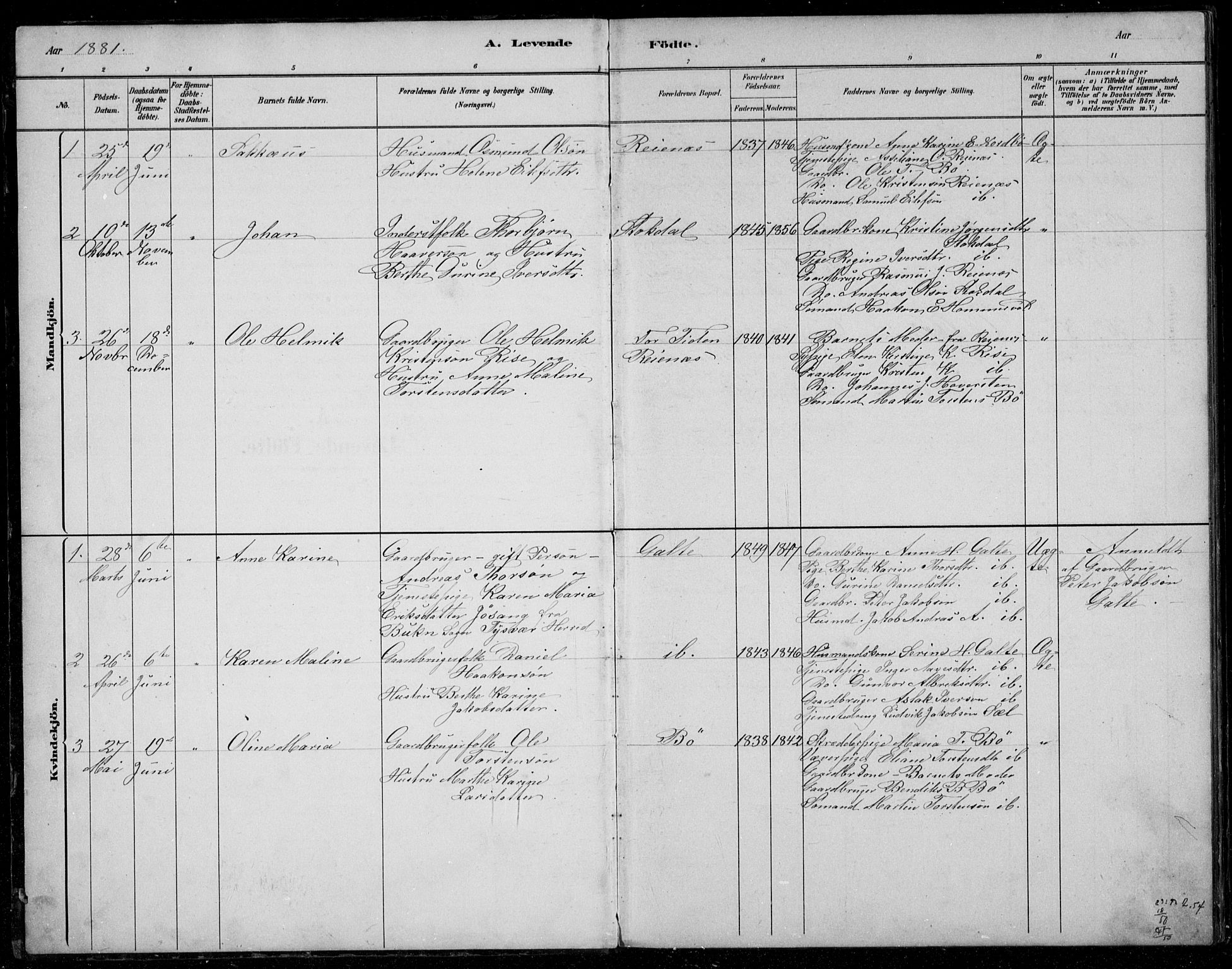 Rennesøy sokneprestkontor, SAST/A -101827/H/Ha/Hab/L0006: Parish register (copy) no. B 6, 1881-1893